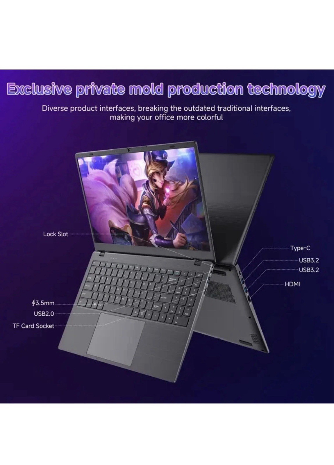RNRUO 15.6-inch Ultra-thin Lightweight Office And Study Laptop