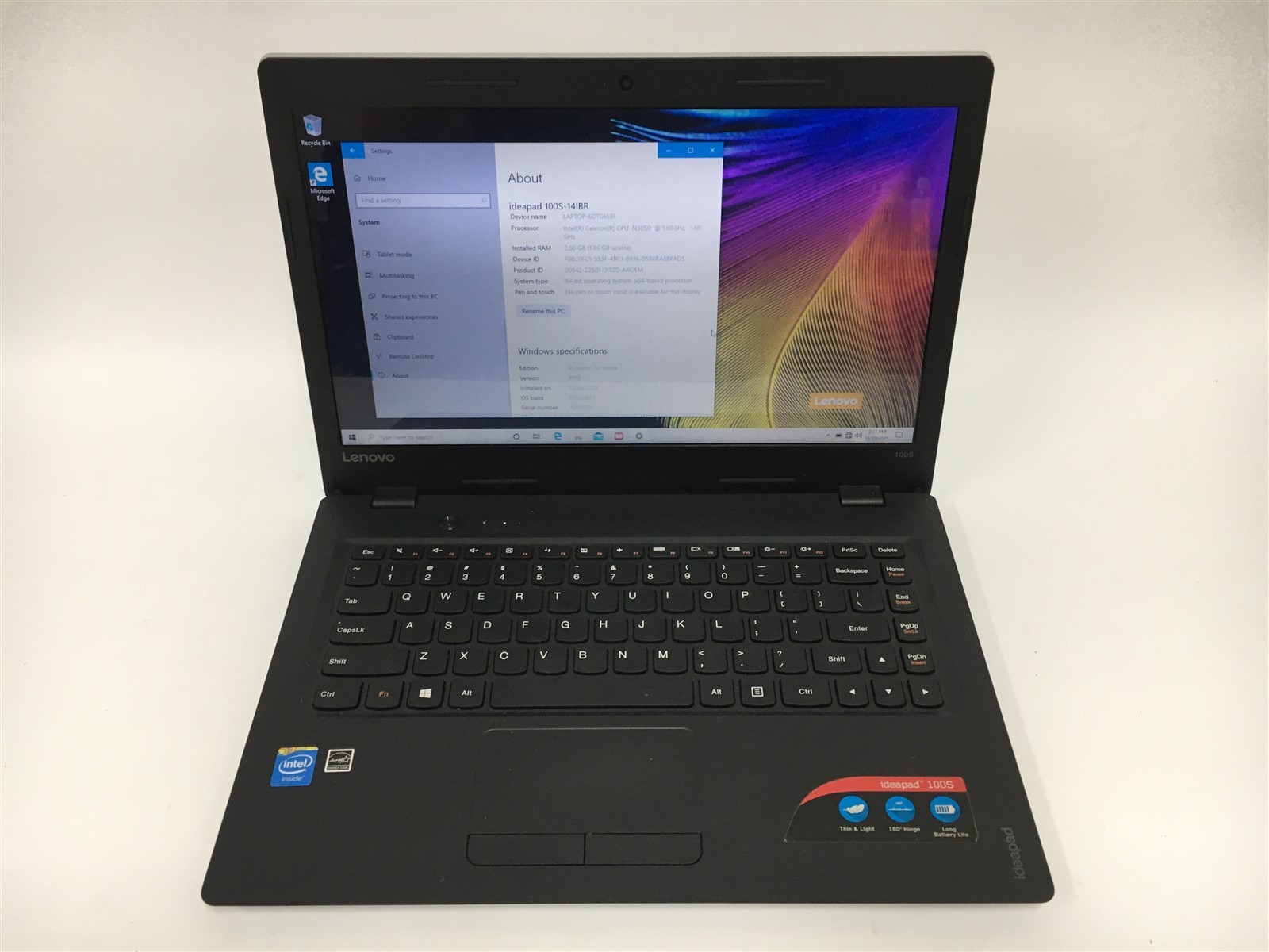 Lenovo IdeaPad 100S-14IBR 14″ Celeron N3050 Dual-Core 2GB RAM 64GB SSD Win10Home