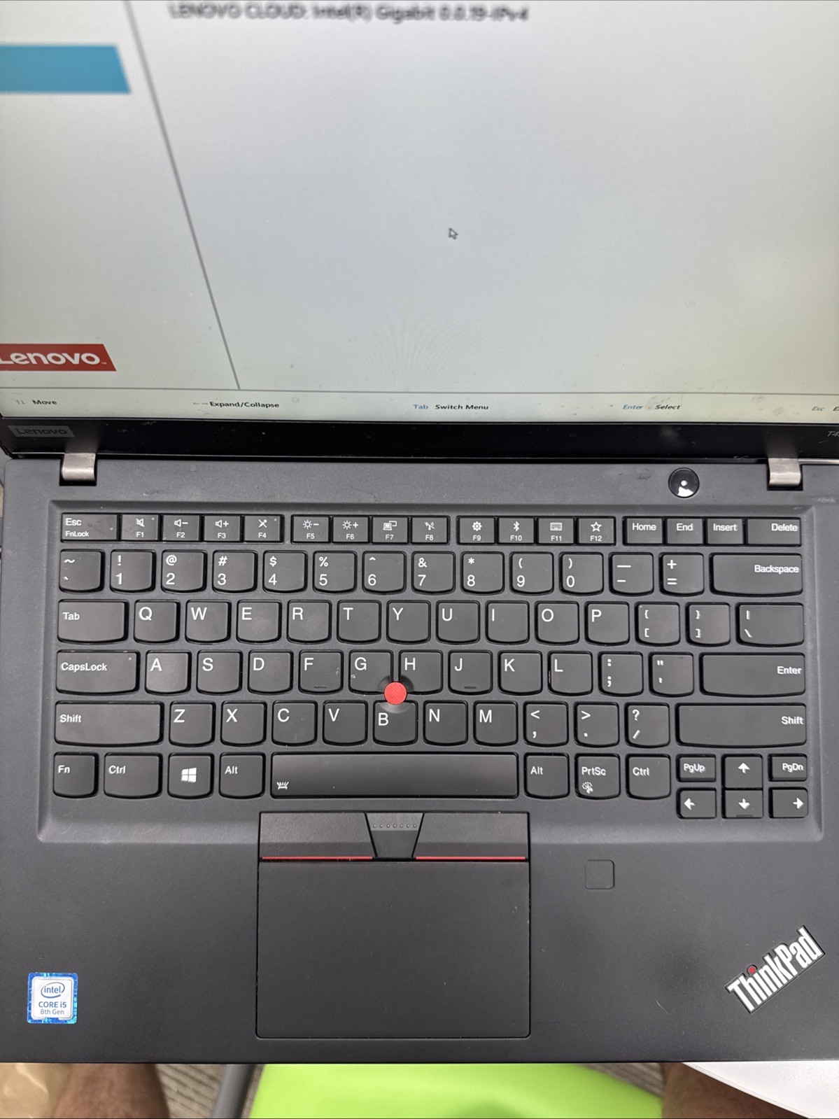 lenovo thinkpad T490s i5 (boots to bios)