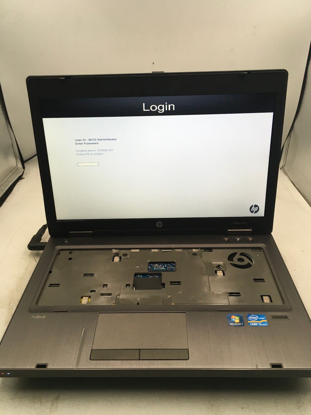 HP PROBOOK 6470B – BOOTS TO BIOS/LOCKED – INTEL I5 3340M – NO RAM – READ DESC-BB