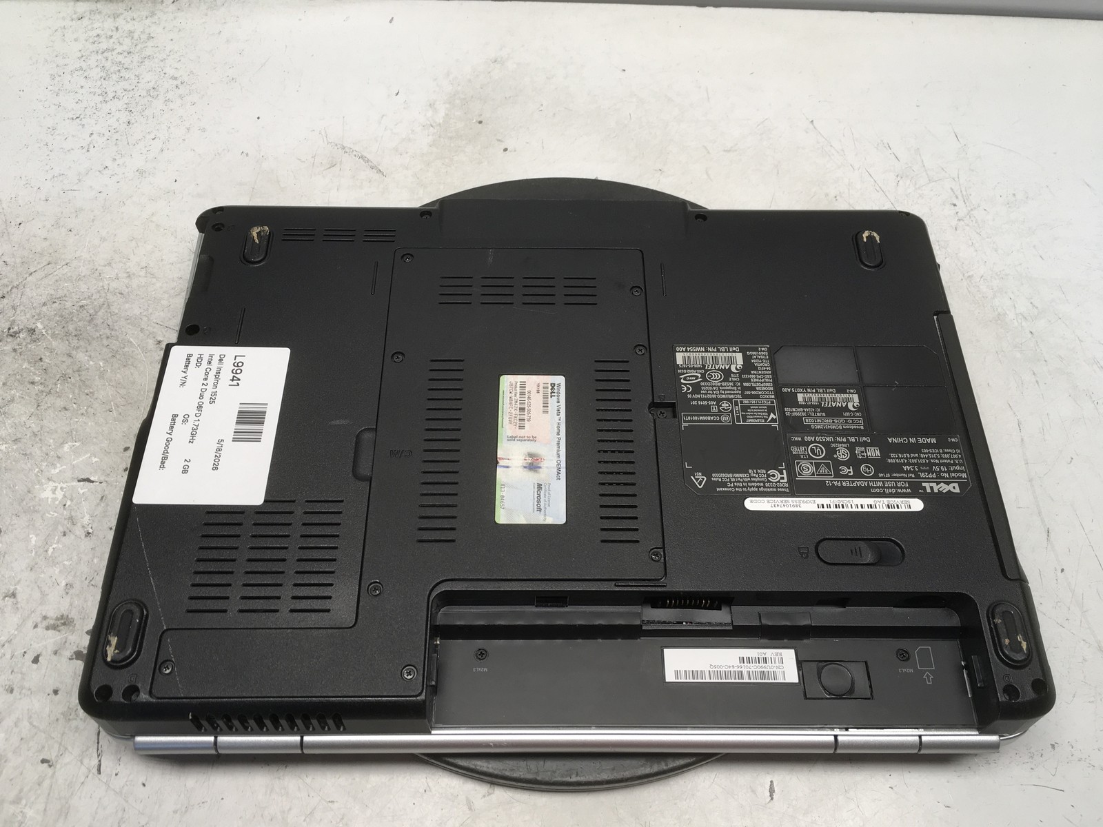 Dell Inspiron 1525 Intel Core 2 Duo 06FD 1.73GHz 2 GB NO HDD No Batt