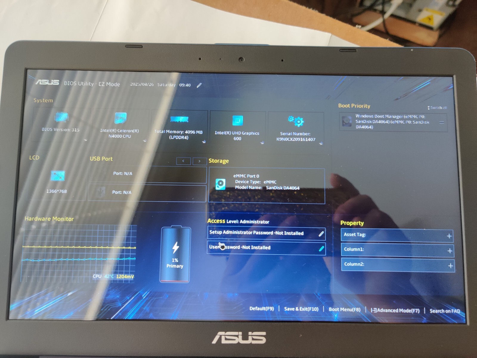 ASUS L203MA-DS04 11.6″ INTEL N4000 @ 1.10GHZ 4GB RAM 64GB eMMC WINDOWS 10