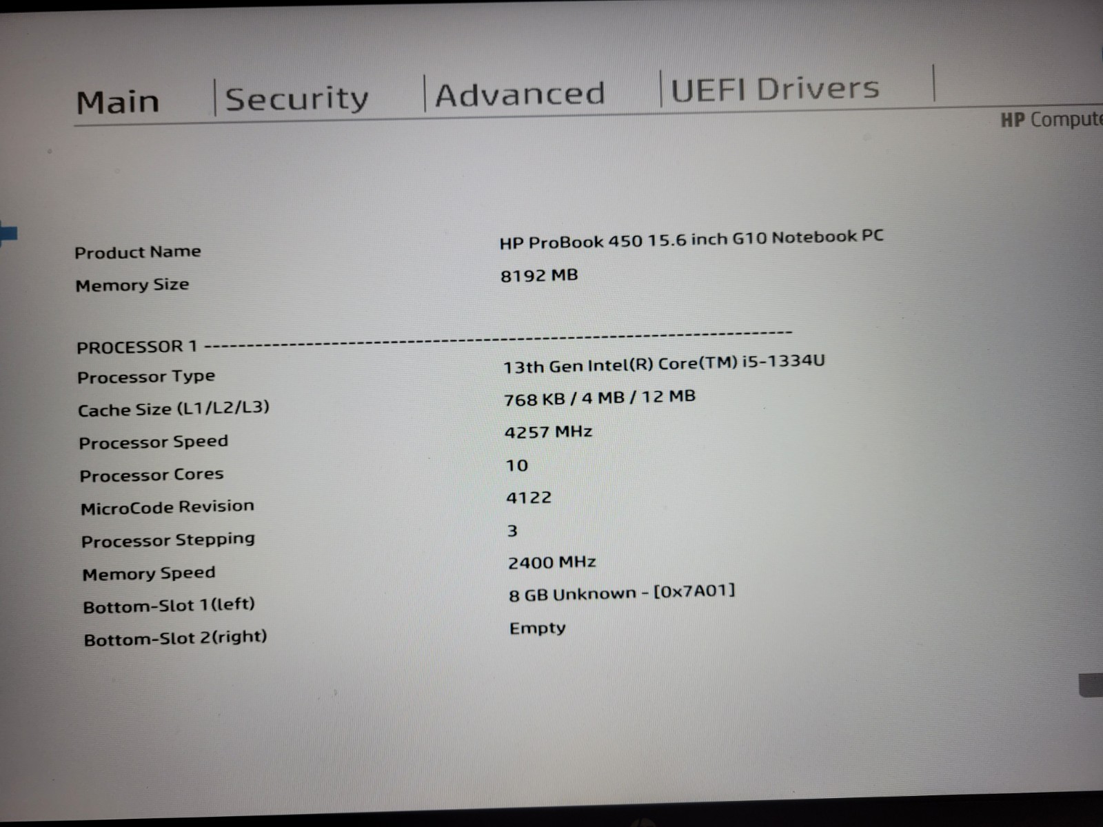 HP ProBook 450 G10 15.6″ i5-1334U@1.3GHz 8GB RAM No HD/OS *BIOS/READ* | C731
