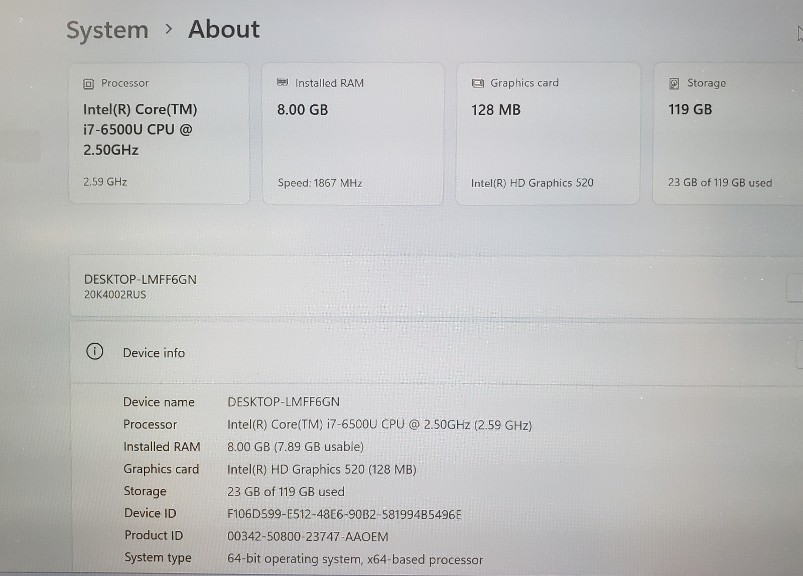 Lenovo ThinkPad X1 Carbon Gen 5th i7-6500U 8GB 128GB SSD 14″ FHD Win11 Laptop PC
