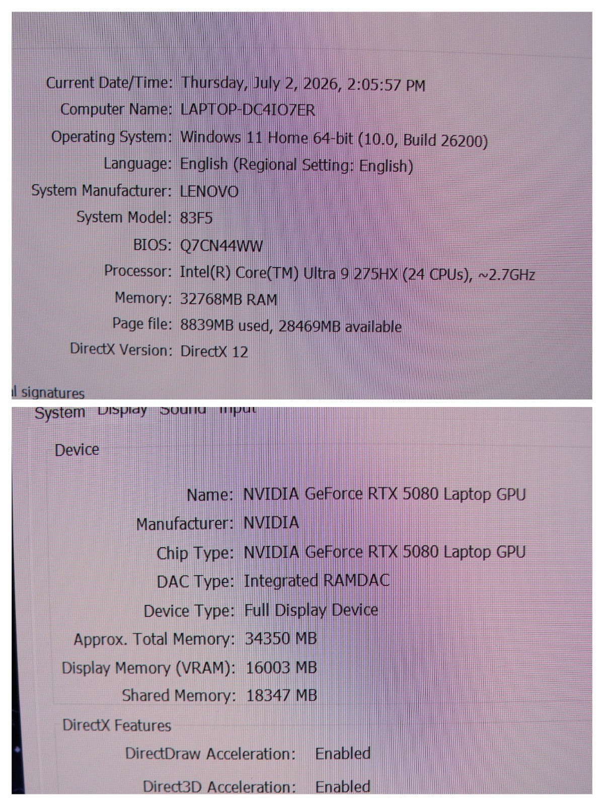 Lenovo Legion Pro 7 16IAX10H 16″ WQXGA 240hz Ultra 9 RTX 5080 32GB 1TB SSD W11H