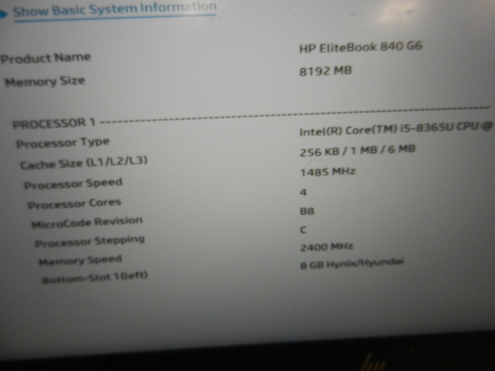 HP EliteBook 840 G6 Intel Core i5-8365U @ 1.60GHz / 8GB RAM / NO HDD !