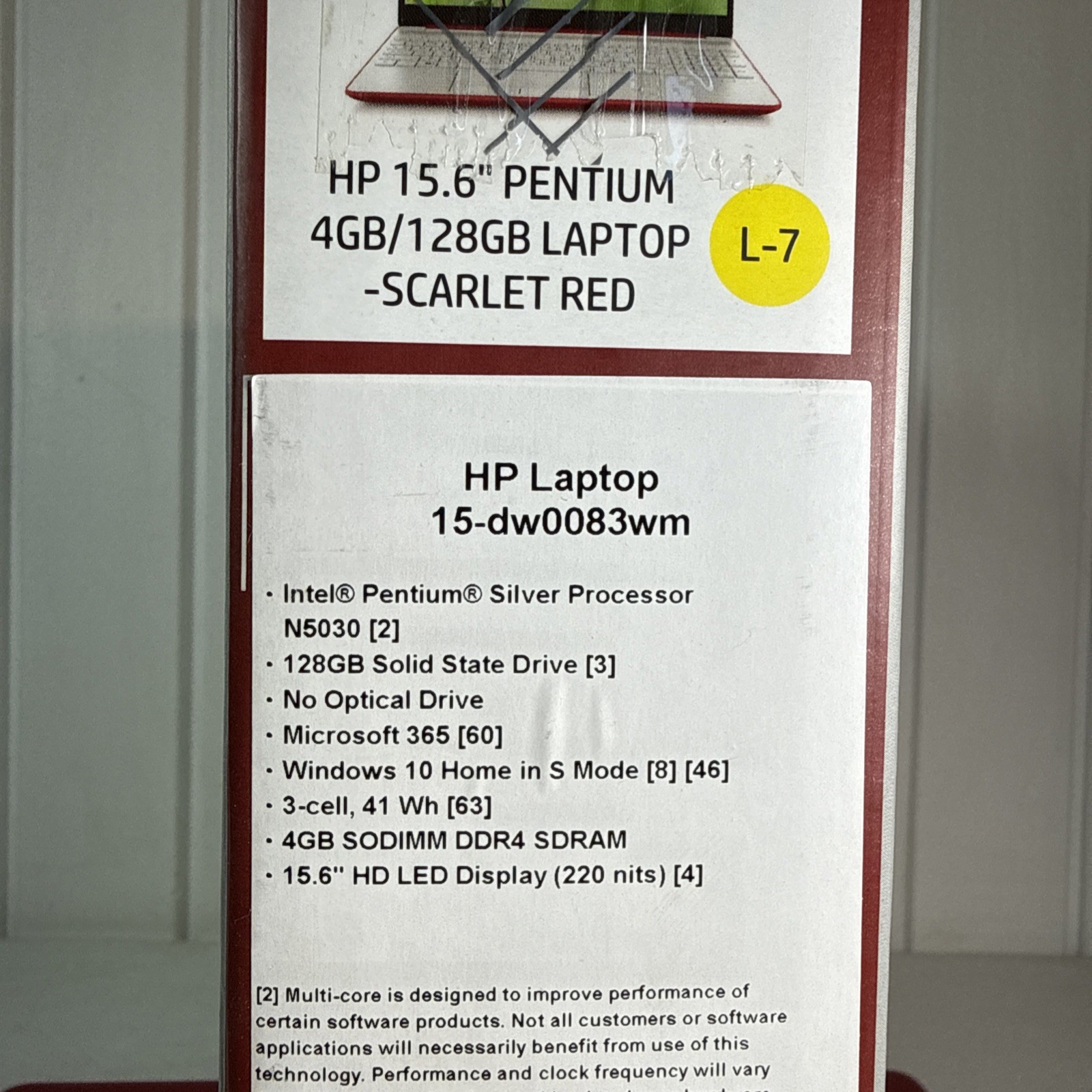 HP 15-Red Laptop 15.6” Intel Pentium Silver N5030 4GB RAM 128GB SSD DW0083WM