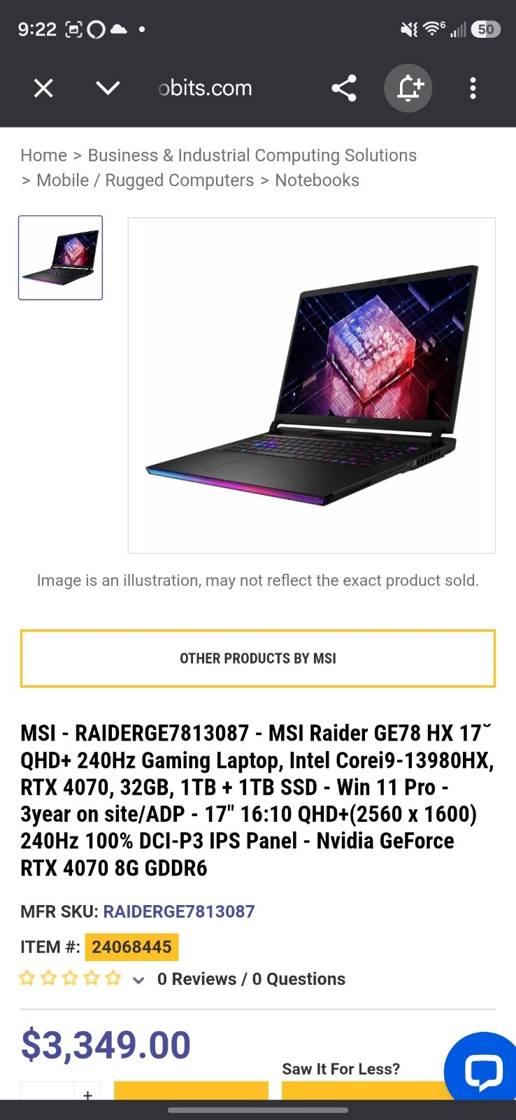 MSI Raider GE78 HX 13V i9-13950HX 64GB DDR5 2TB SSD RTX 4080 17″ QHD