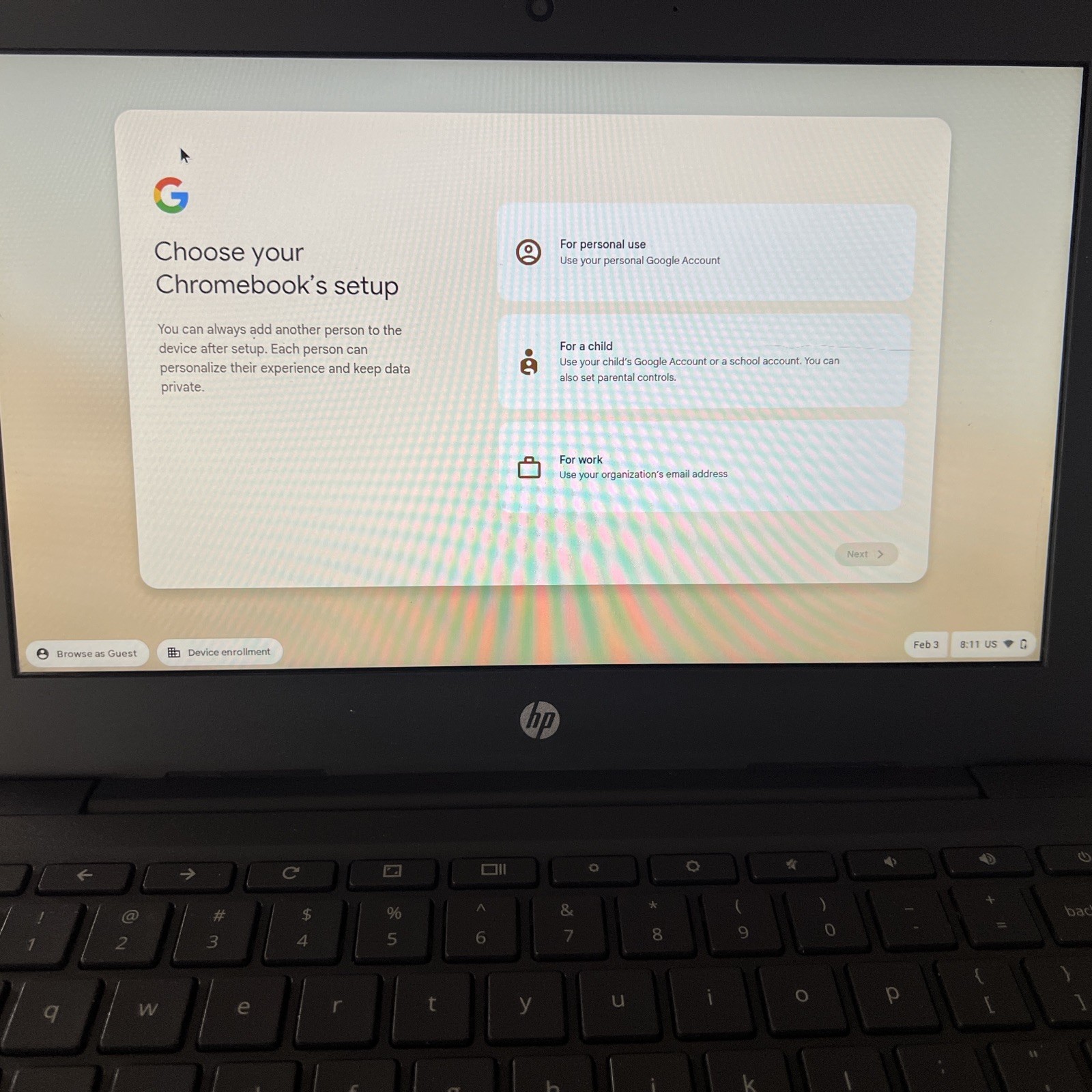 HP Chromebook 11 G7 EE (2GB SSD) Laptop And Charger Used Working Condition
