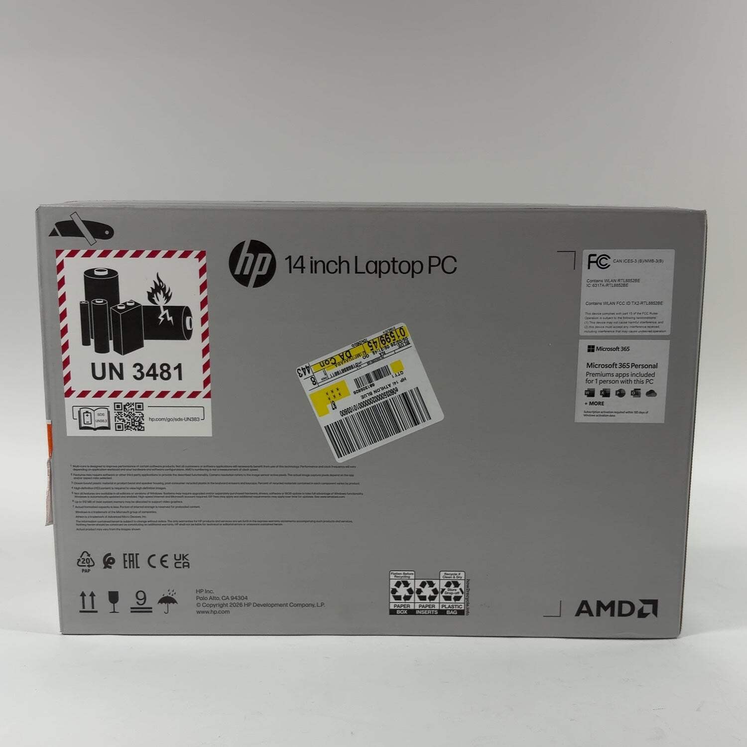 New HP Laptop 14″ Athlon Silver 7120U 2.4GHz 4GB RAM 256GB SSD