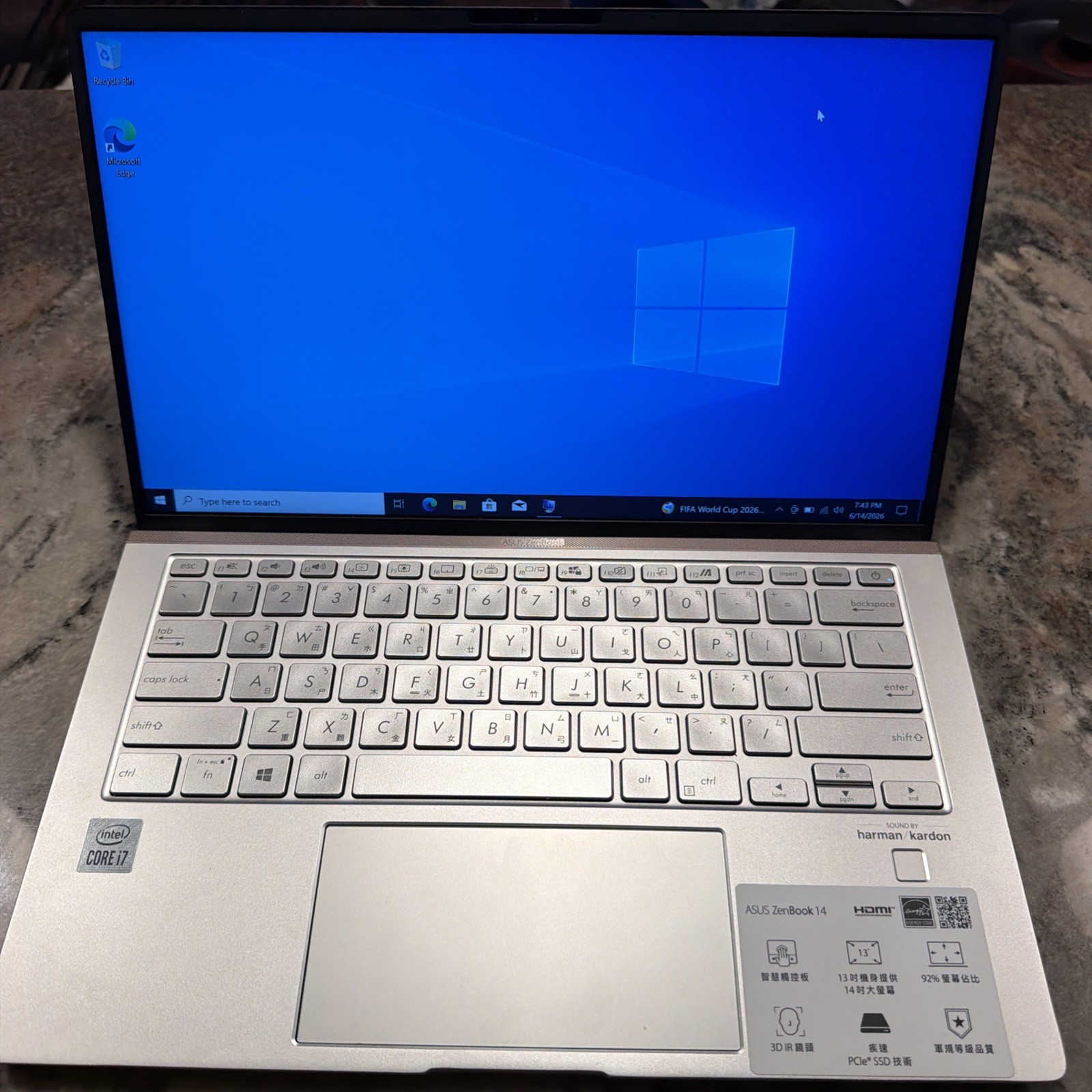 ASUS ZenBook UX434FAW i7-10810U 32GB RAM 512GB SSD 14” Win10 Pro Tested