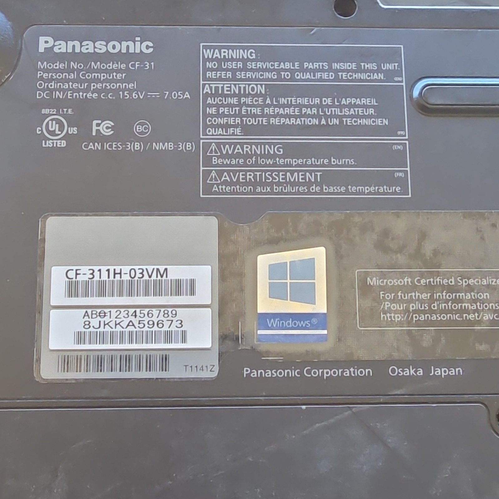 Panasonic Toughbook CF-31 Rugged 13.1in Core i5 Windows HDMI USB GbE