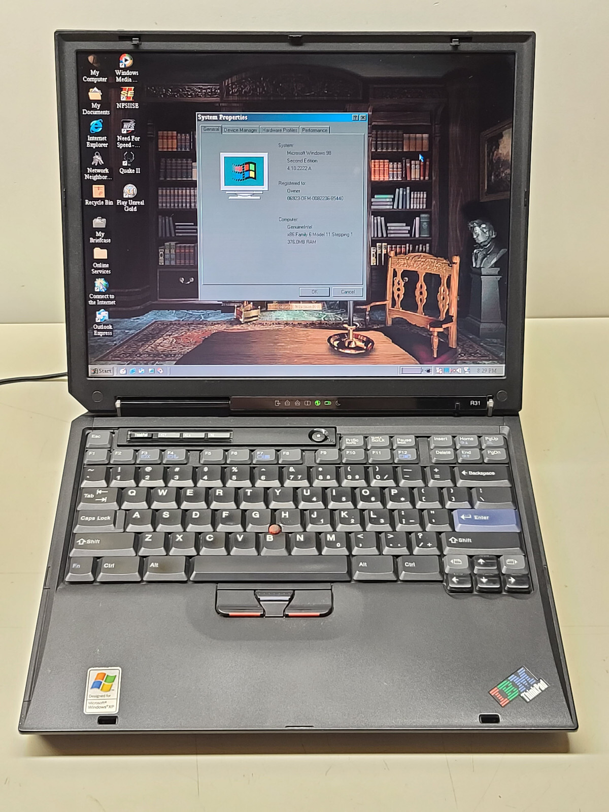 IBM Thinkpad R31 14.1″ Pentium 3 1000 + 384MB + 20GB Windows 98SE + DOCK TESTED