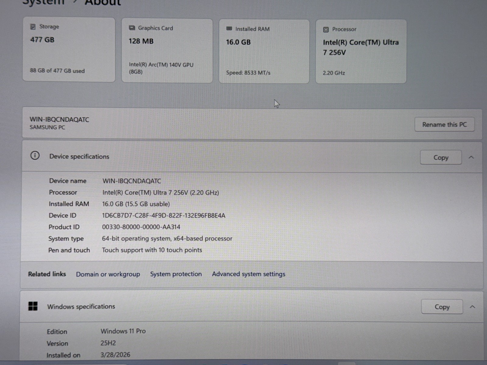 Samsung Galaxy Book5 Pro 14″ 3K AMOLED Ultra 7 256V 16GB 512GB NP940XHA-KG1US