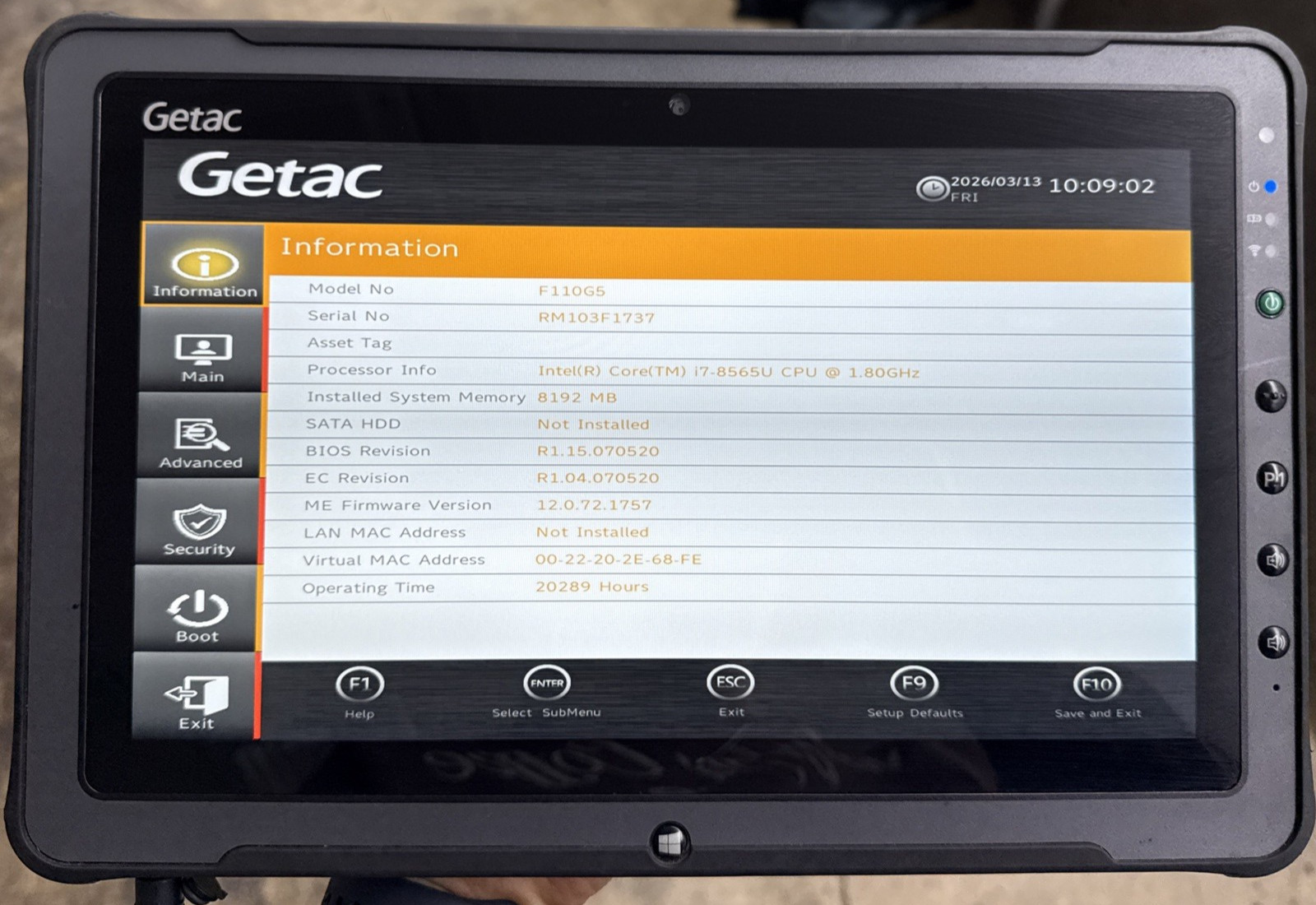 LOT OF 3 Getac F110 G5 Rugged Tablets | Core i7-8565U | 8GB RAM | 256 SSD