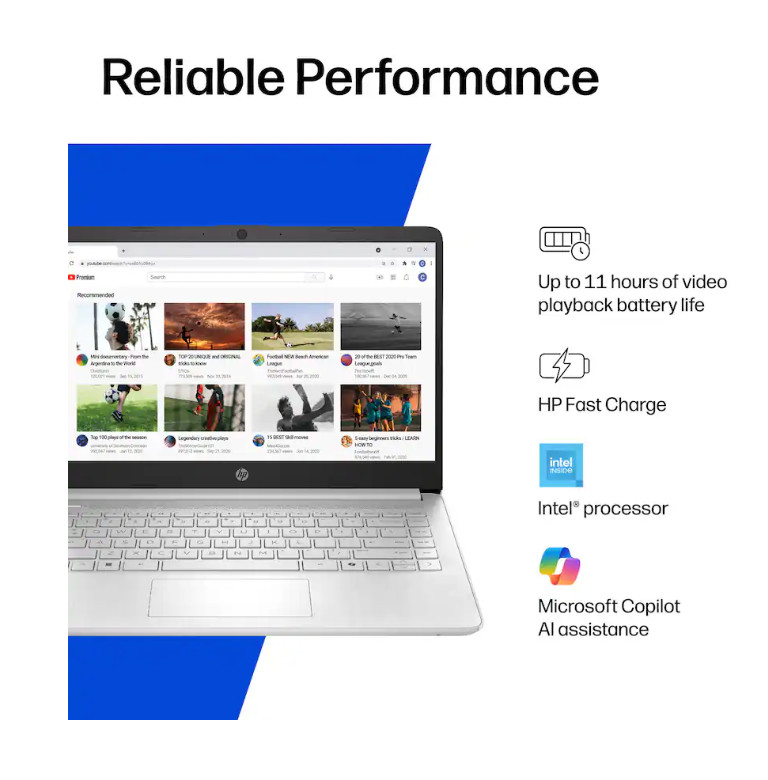 HP 14″ Laptop Intel N150 4GB RAM 128GB UFS Natural Silver
