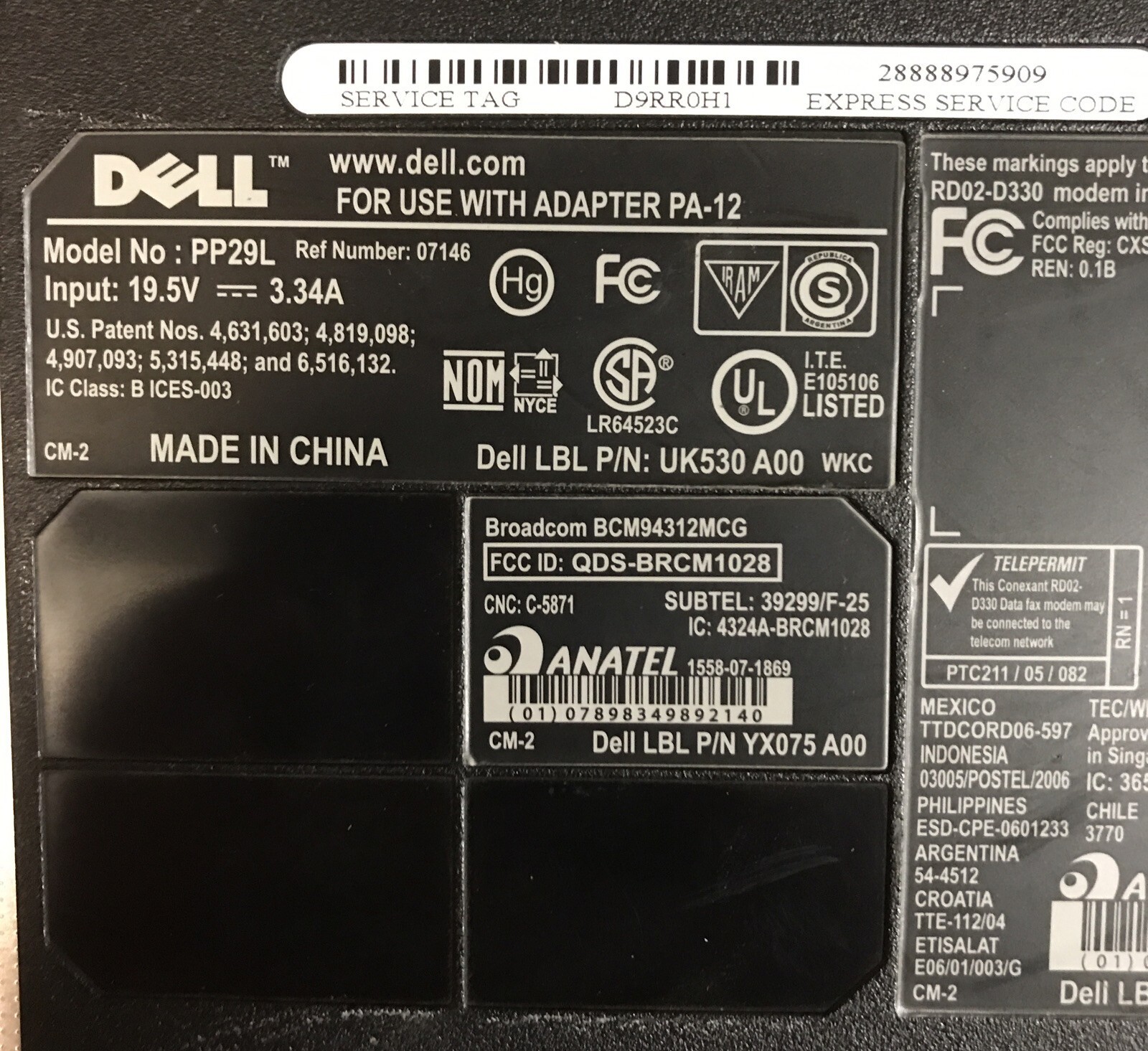 *FOR PARTS* DELL INSPIRON 1525 LAPTOP NO SCREEN NO HDD 1GB RAM NO POWER CABLE