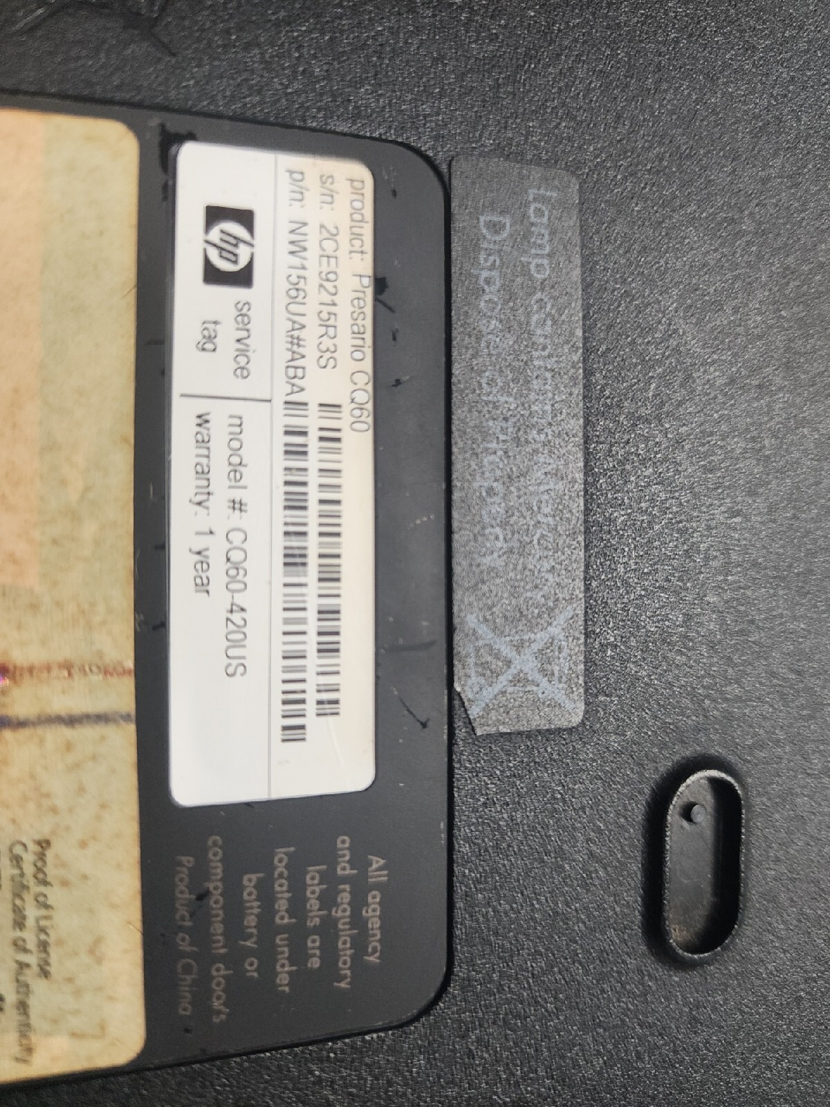 Compaq Presario CQ60-420US Parts