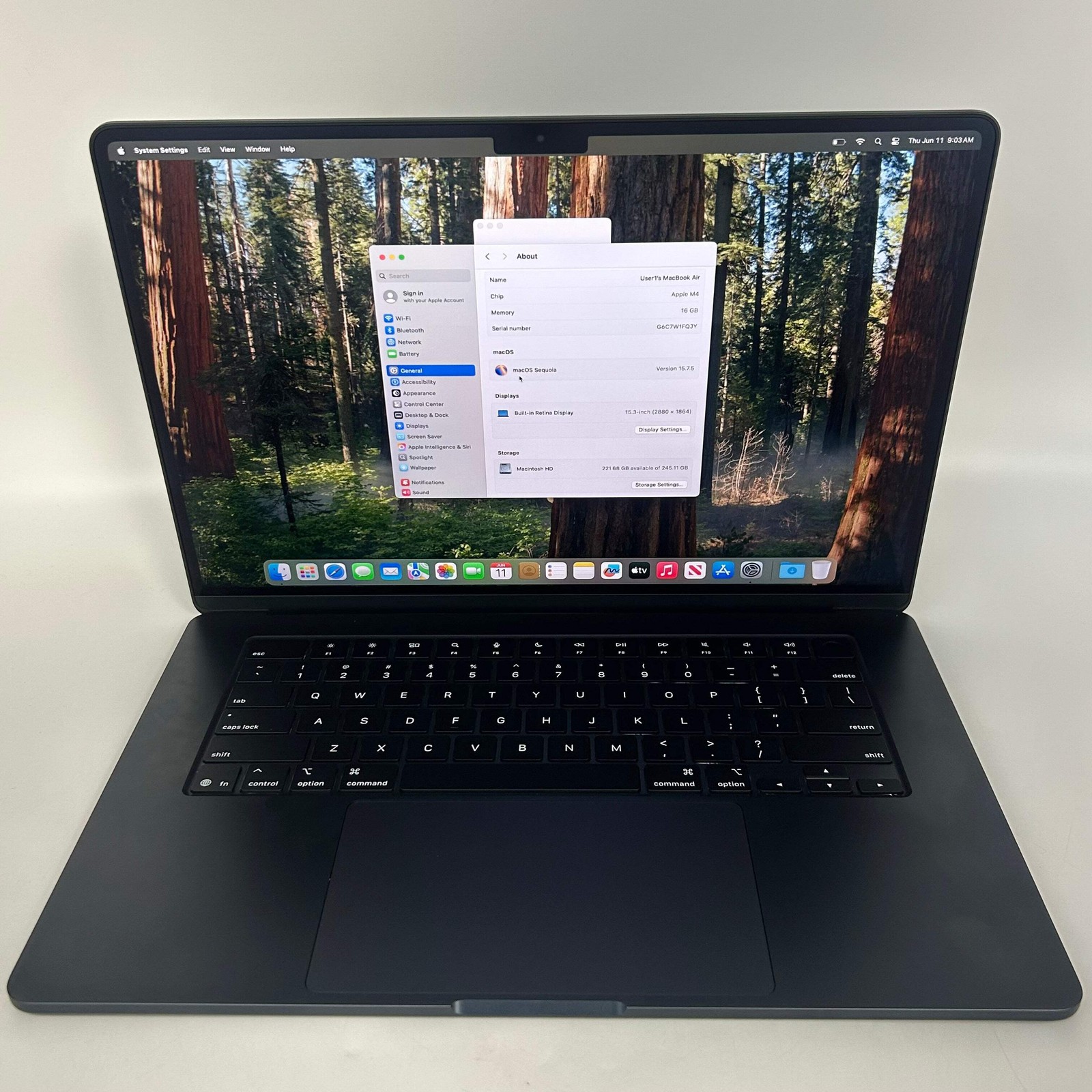 Apple MacBook Air 15″ Midnight M4 10C GPU, 16GB RAM 256GB A3241 – 100% BH