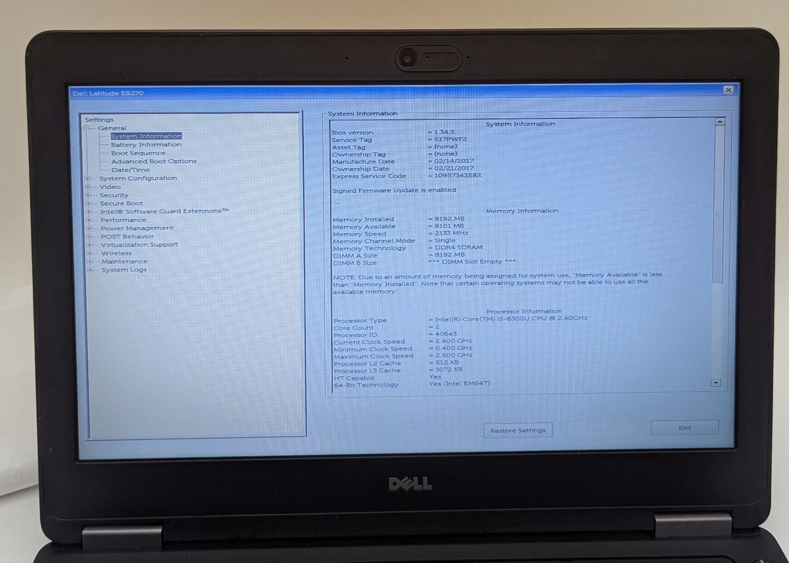 Incomplete Dell Latitude E5270 12.5″ Laptop Intel Core i5-6300U 2.40GHz 8GB RAM