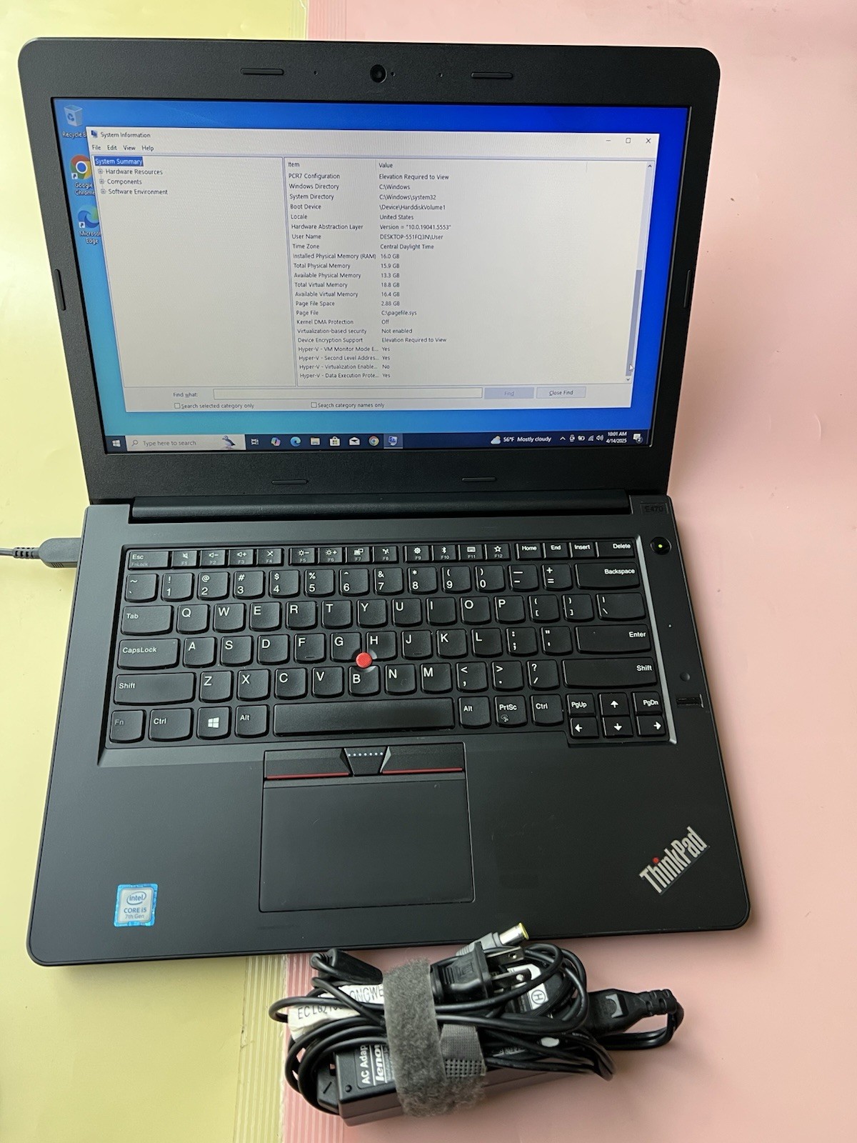 LENOVO THINKPAD E470 Core i5-7200U 16GB RAM 128GB SSD WEBCAM BLUETOOTH HDMI