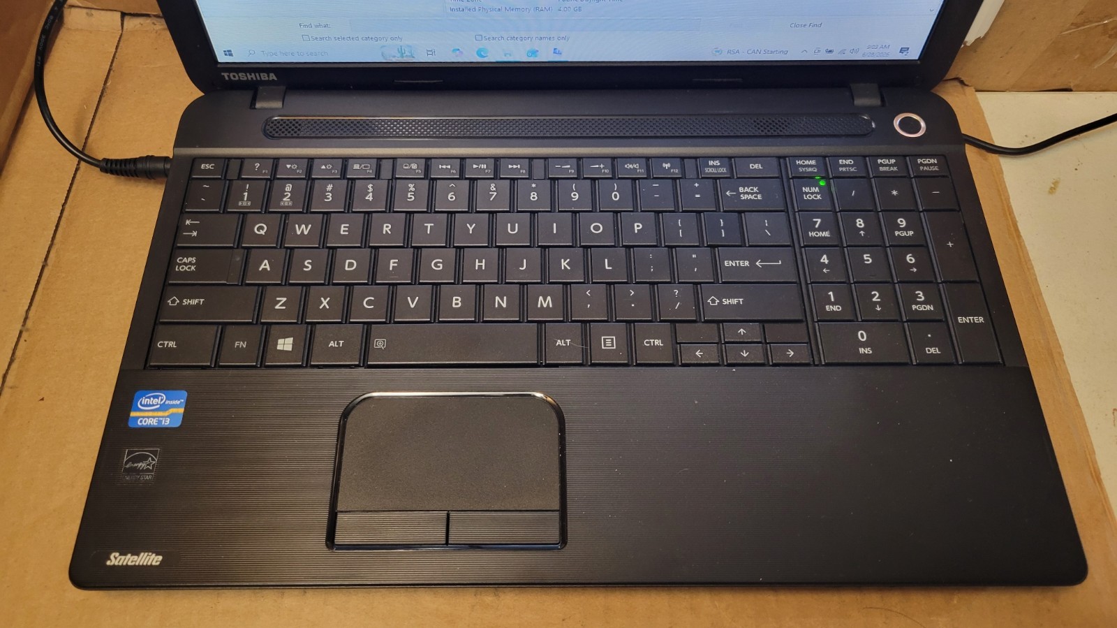 TOSHIBA Satellite C55-A5310 Laptop | i3-3120M | 4GB Ram | 320GB HDD | Win 10