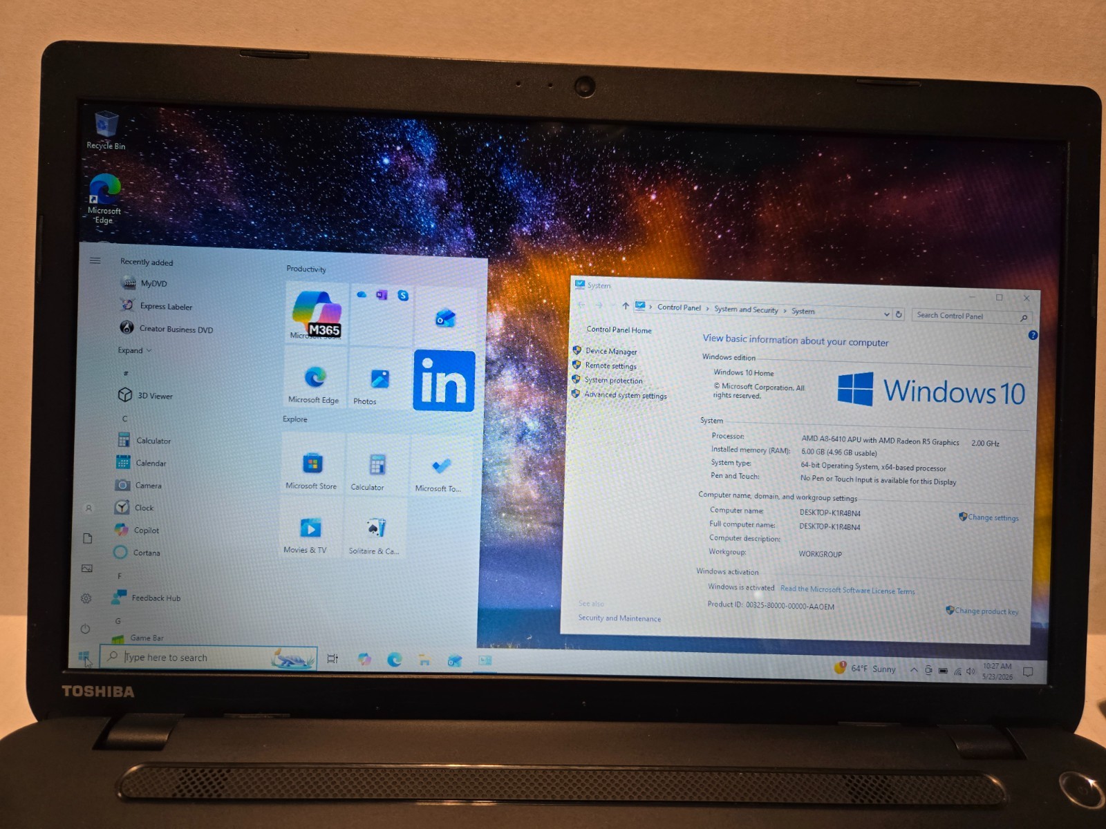 Toshiba Satellite C75D 17.3″ Laptop AMD A8-6410 6GB 750GB Win-10 DVD-RW Web-Cam