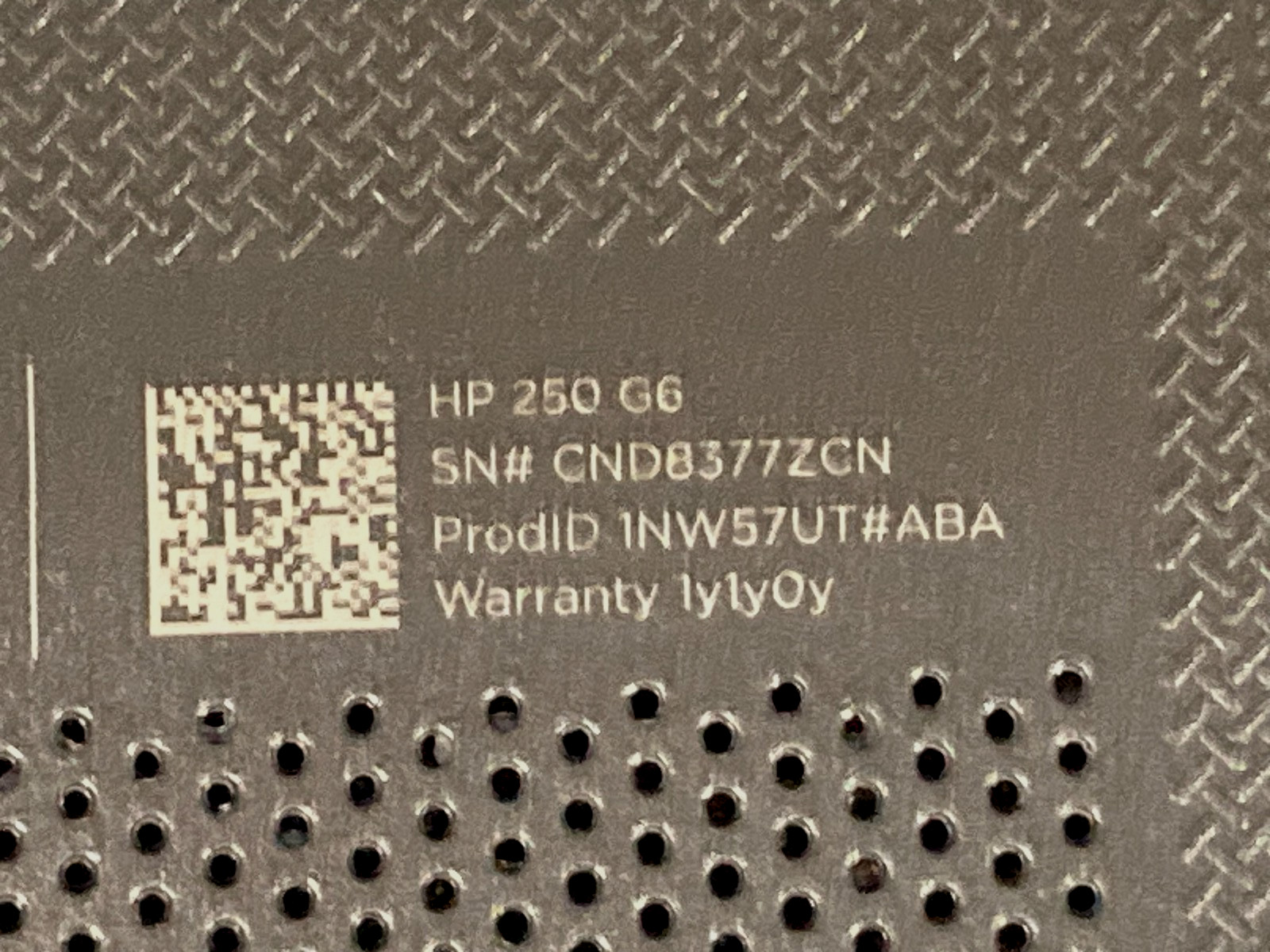 HP 250 G6 Notebook PC Core i5-7200u @ 2.50GHz 8GB RAM SN: CND8377ZCN