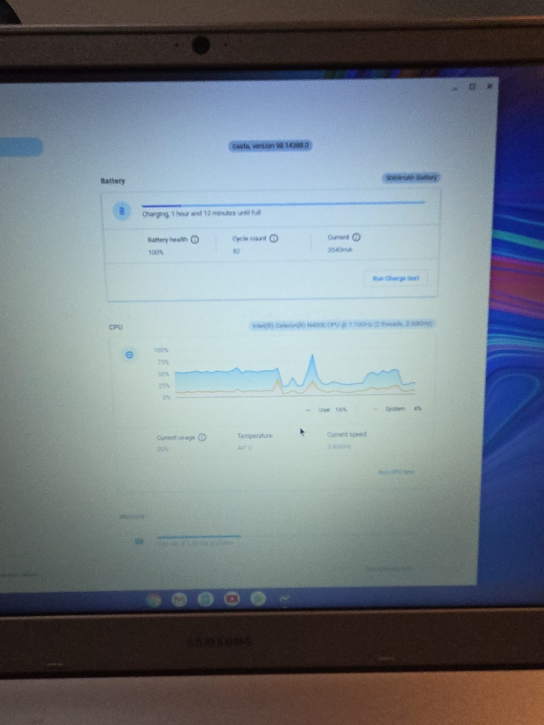 Samsung Chromebook 15.6″ 64GB, Intel Celeron N4000, 4GB Silver XE350XBA- Used