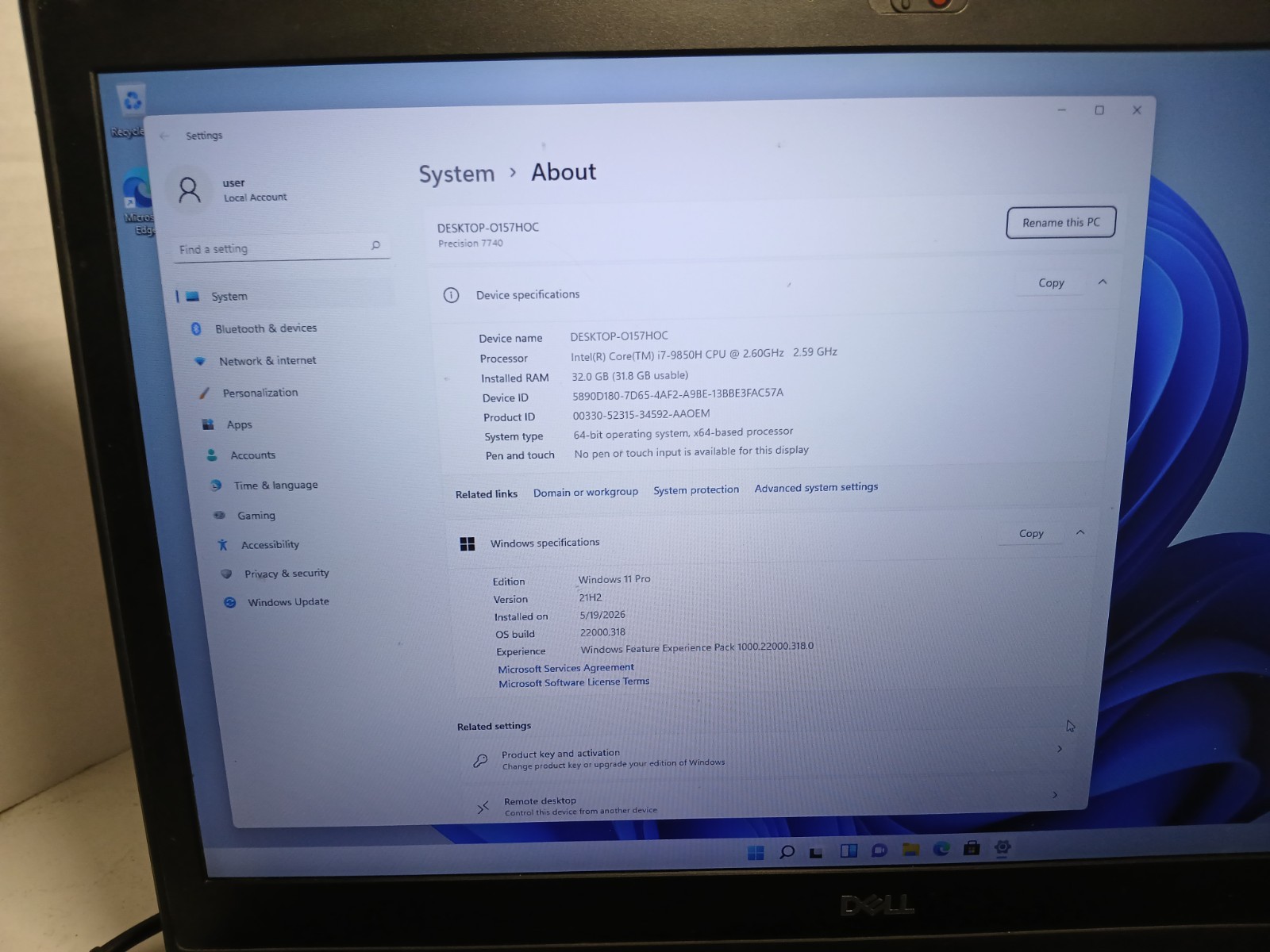 Dell Precision 7740 Laptop i7-9850H 32GB 256GB SSD Win11 RTX 3000 *READ* #97