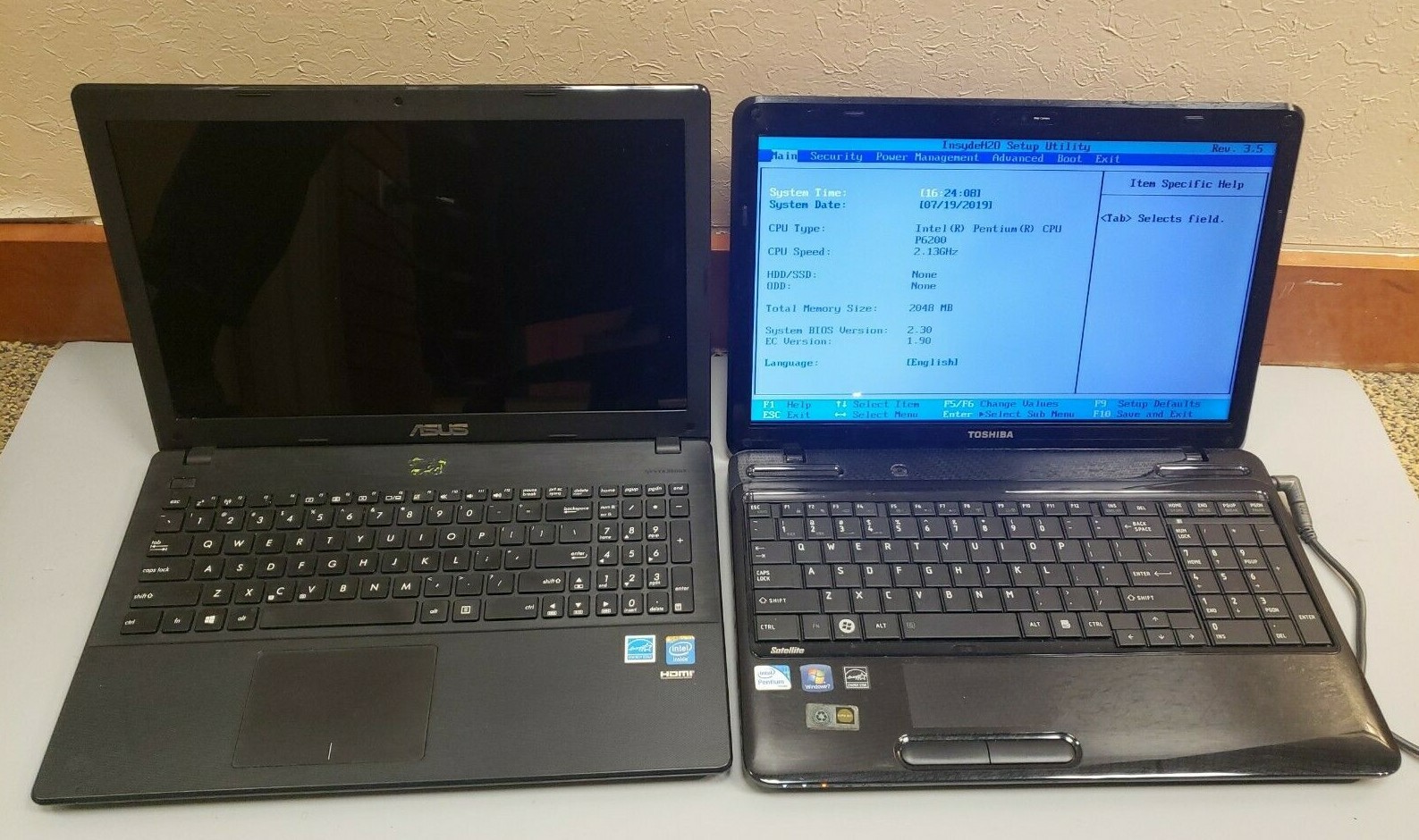 Lot of 2 Used ASUS D550M /Toshiba L655-S5146 0-2GB RAM 0GB HDD PARTS