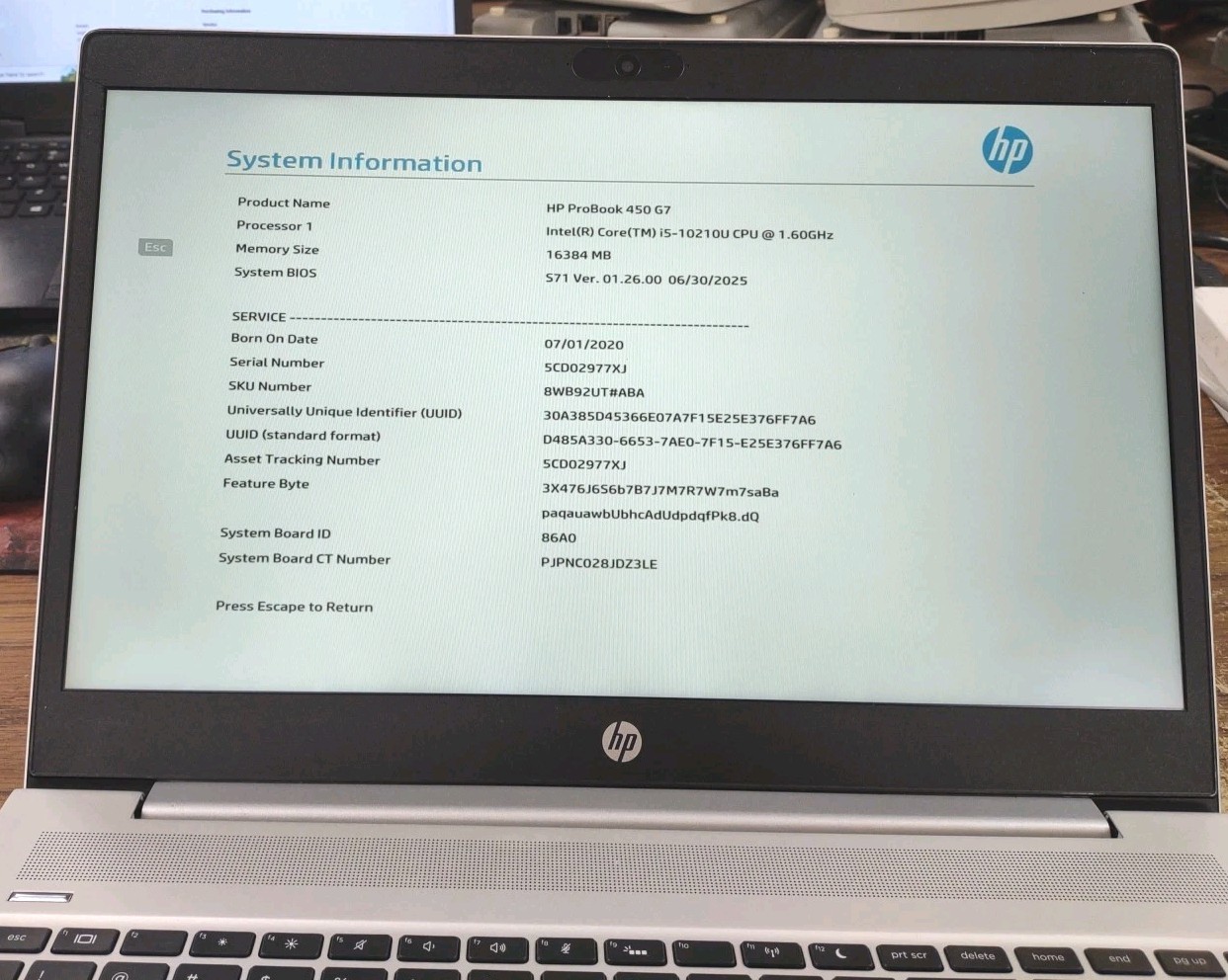 HP ProBook 450 G7 15.6″ Laptop W/ i5-10210U, 16GB, 256GB M.2.