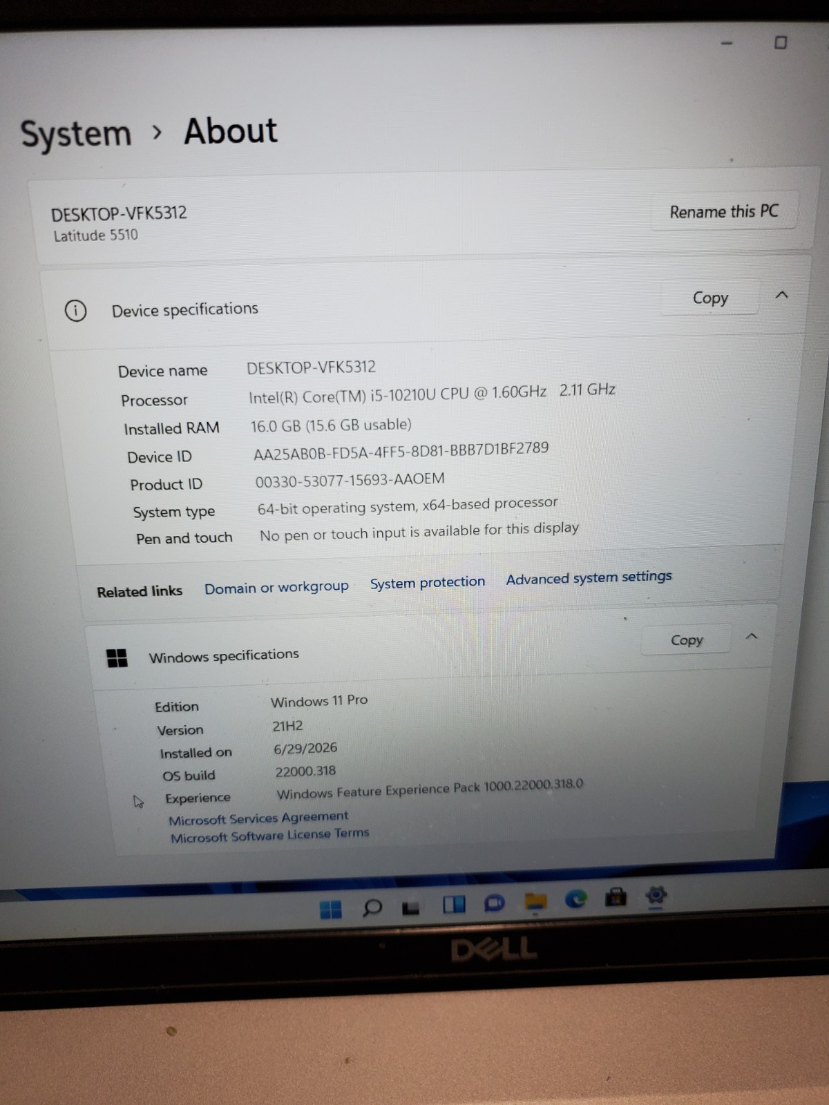 Dell Latitude 5510 15.6″ Laptop i5-10210U 16GB 256GB SSD Win11 #69
