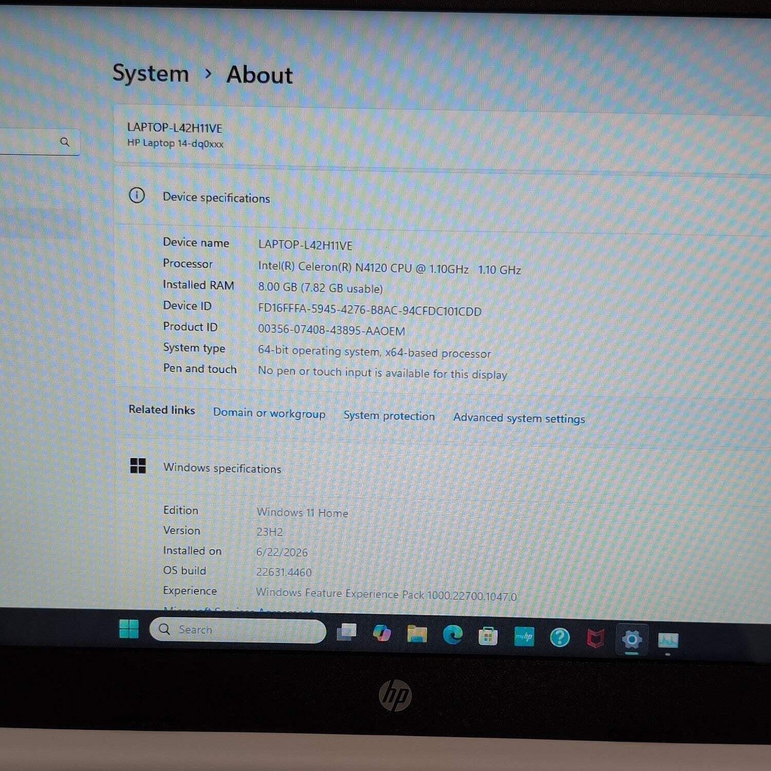 HP Laptop 14-DQ0XXX 14″ Celeron N4120 1.1GHz 8GB RAM 64GB SSD