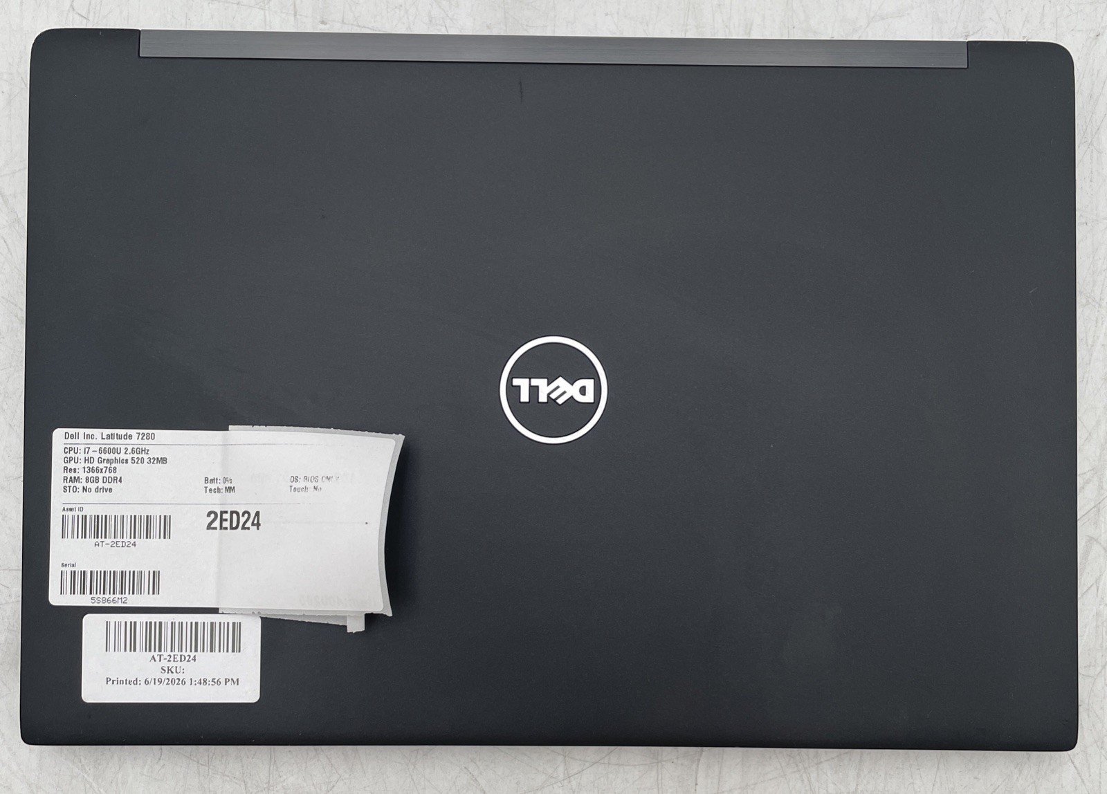 Dell Latitude 7280 Intel i7-6600U 2.6GHz 8 GB RAM No Storage No Batt No OS
