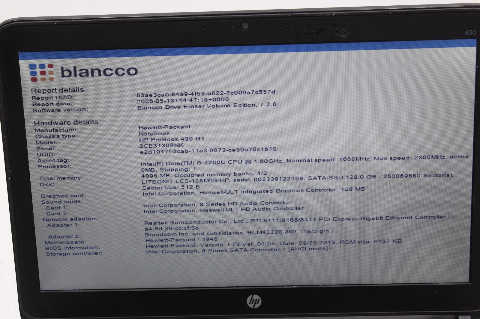 HP ProBook 430 G1 13.3in 128 GB SSD 4 GB RAM i5-4200U No OS