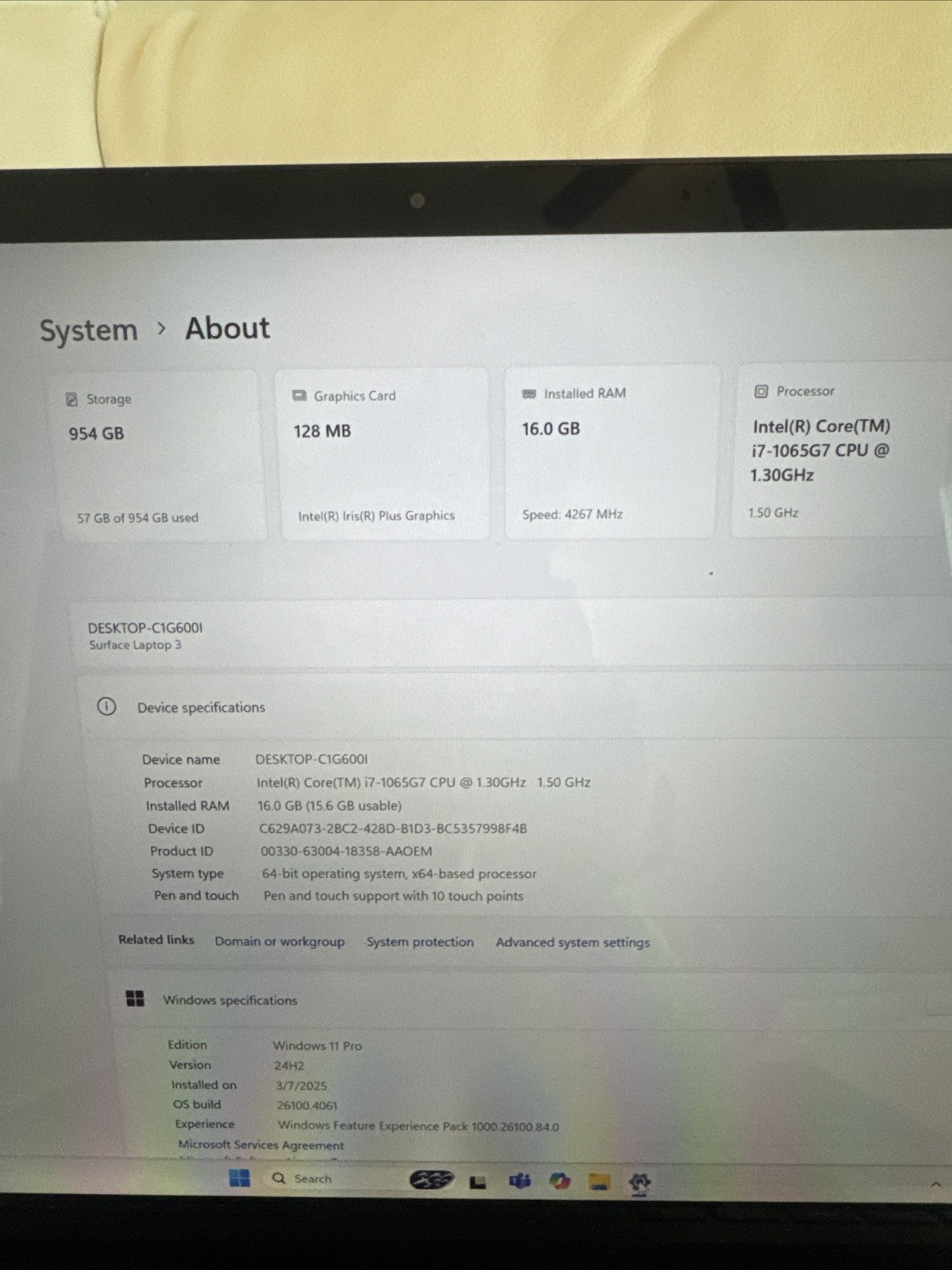Microsoft Surface Laptop 3″Intel Core i7 1065G7 @1.30GHz|16GB Ram| 1 TB SSD|iris
