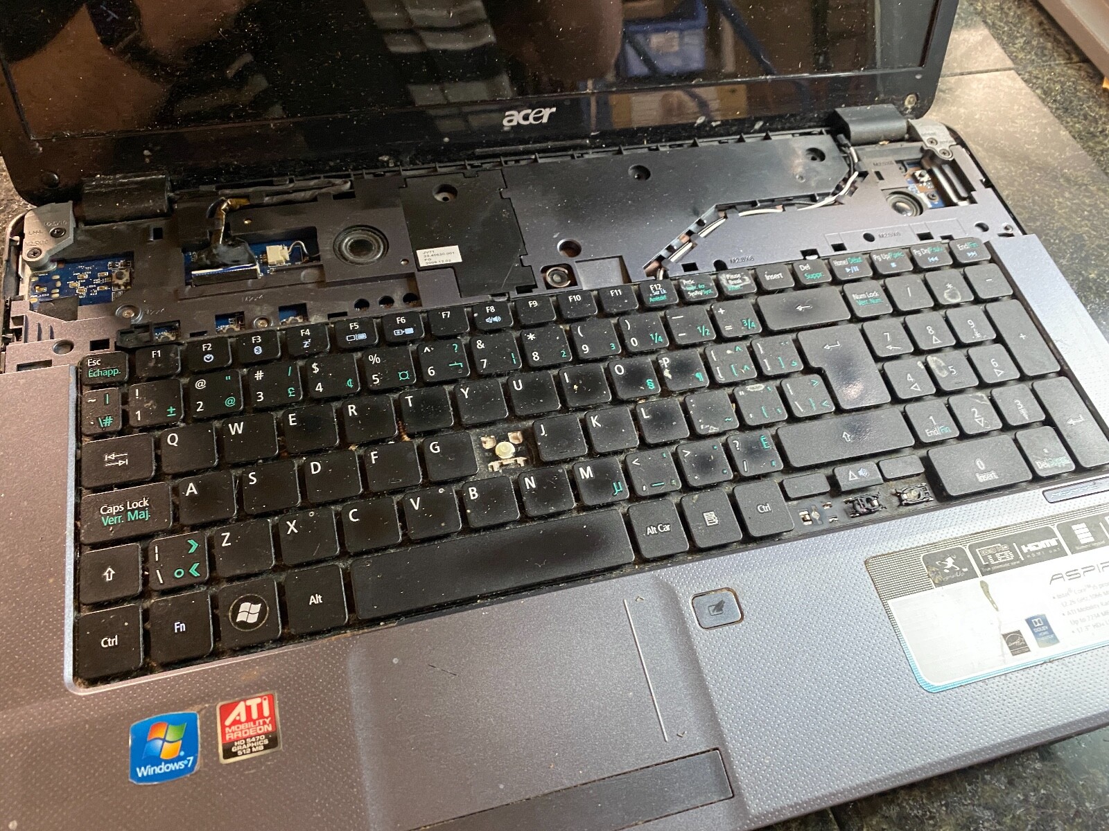ACER ASPIRE 7740G LAPTOP-NOT WORKING-FOR PARTS OR REPAIR 7740G-6969