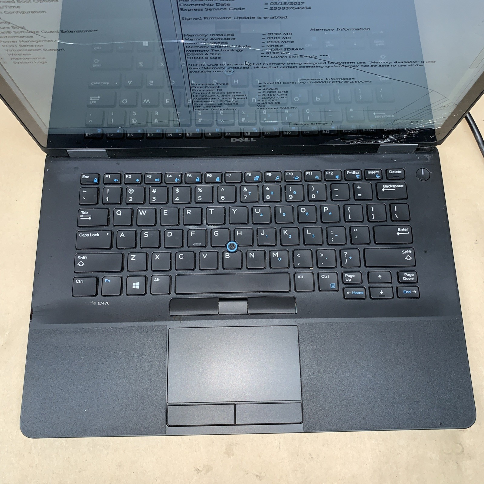 Dell Latitude E7470 14″ i7-6600U@2.6GHz, 8GB RAM, No SSD, No OS