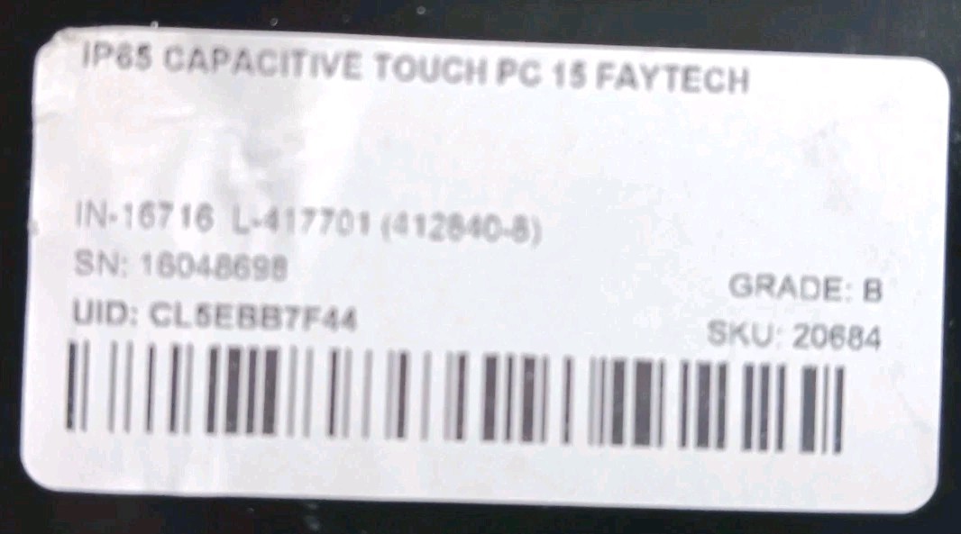 Faytech FT15 iP65 Outdoor Touch 15″ Intel(R) Celron(R) 1.99 GHZ 4 GB (DDR3L)