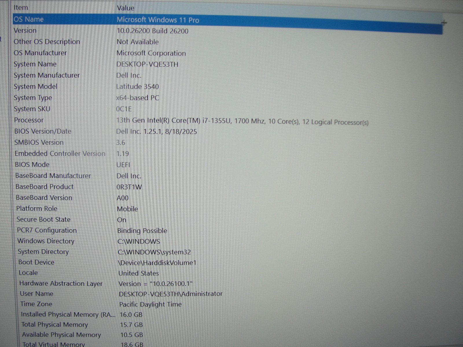 Dell Latitude 3540 15.6″ FHD Core i7-1355U 16GB RAM 256GB SSD+ PA/Warranty 06/26