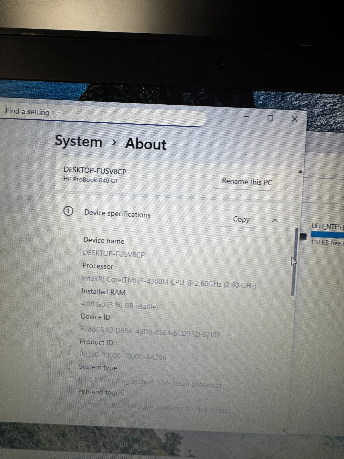 HP ProBook 640 G4 Core i5-4300M, 4GB RAM, 256GB SSD, Win11 #6231