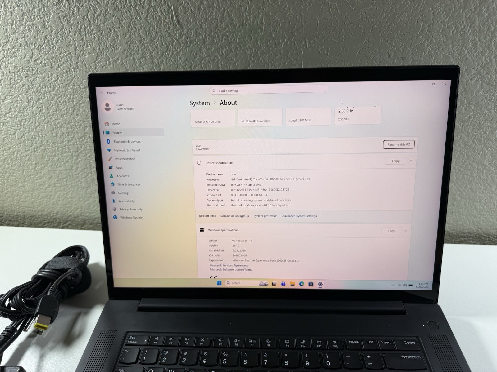 LENOVO THINKPAD P1 Gen 4 TOUCH 4k I7-11850H 512GB 16GB RAM NVIDIA T1200 WIN 11