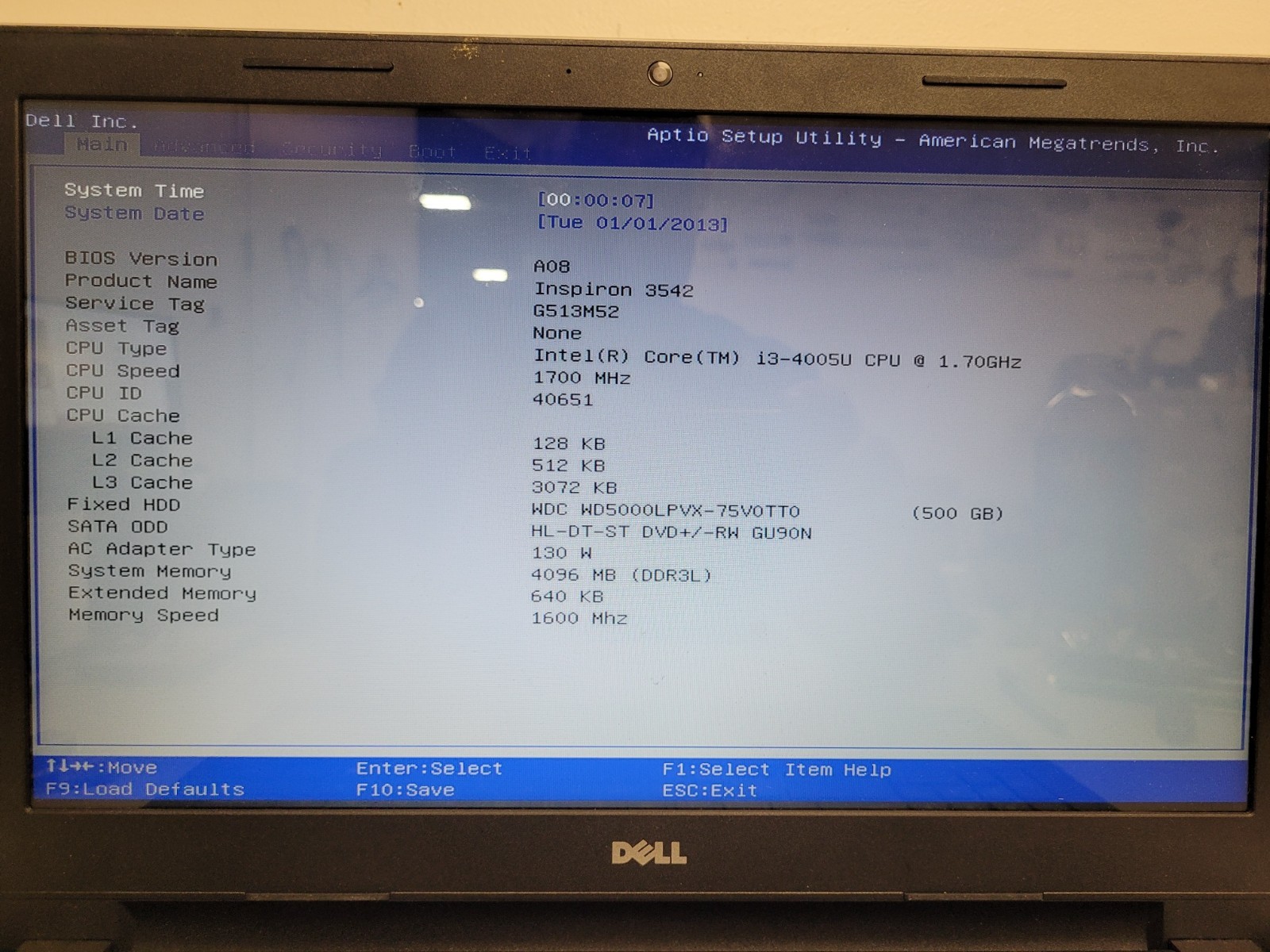 Dell inspiron 3542 15.6″ i3-4005u 1.7ghz 4gb ram 500 gb hdd w11p charger G513M52
