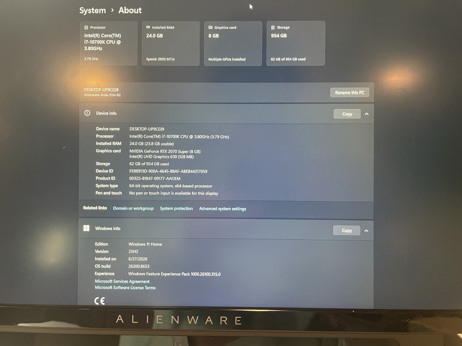 Alienware Area-51m R2 | i7-10700K | RTX 2070 Super | 24GB RAM | 1TB SSD