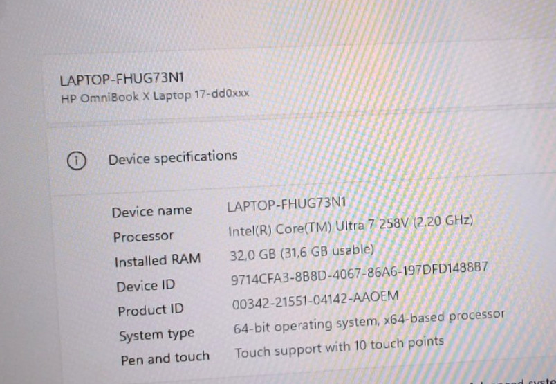 HP OmniBook 7 17-dc0073dl 17.3″ Intel Ultra 7 258V 32GB 2TB SSD RTX 4050