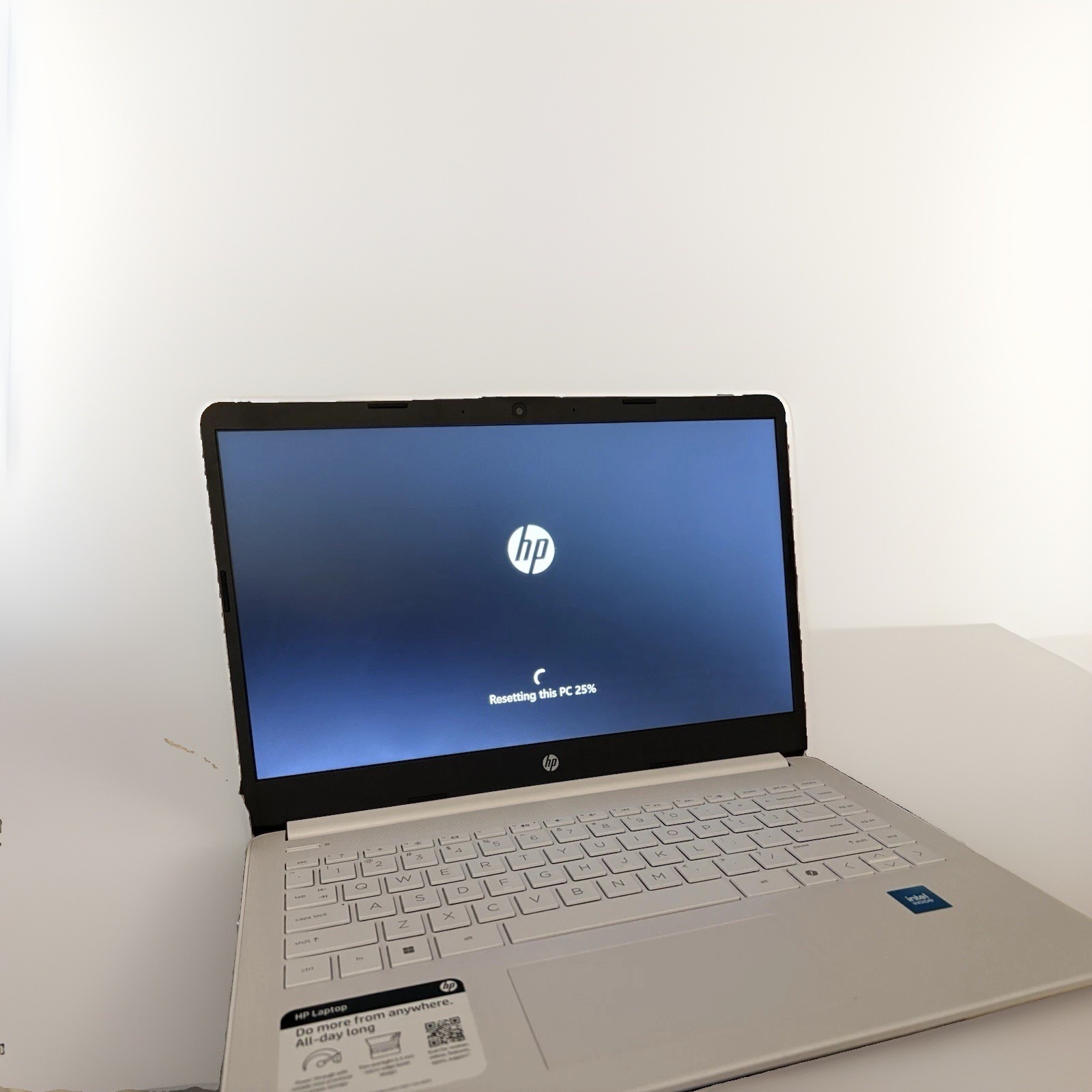 HP 14-dq3000dx Laptop 14in Celeron N4500 4GB 64GB eMMC Win 11 S White w AC Adapt