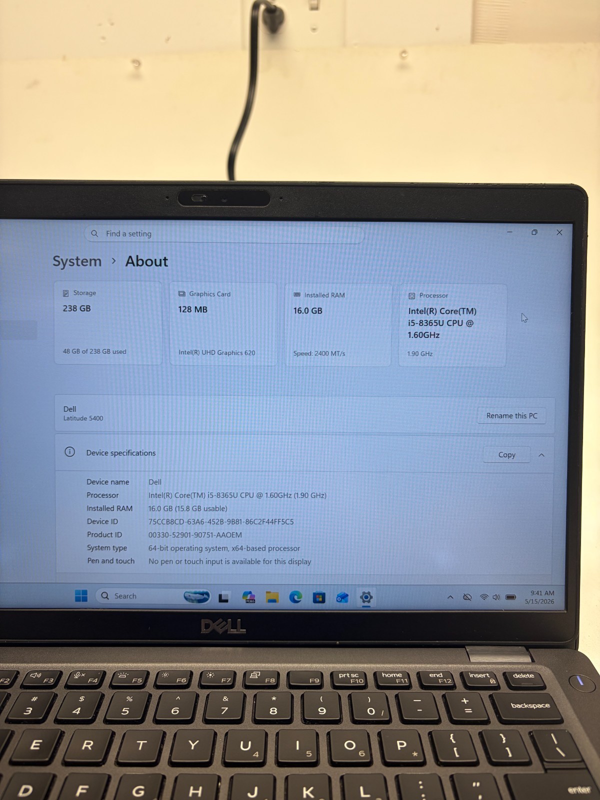 Dell Latitude 5400 w/ Power Supply