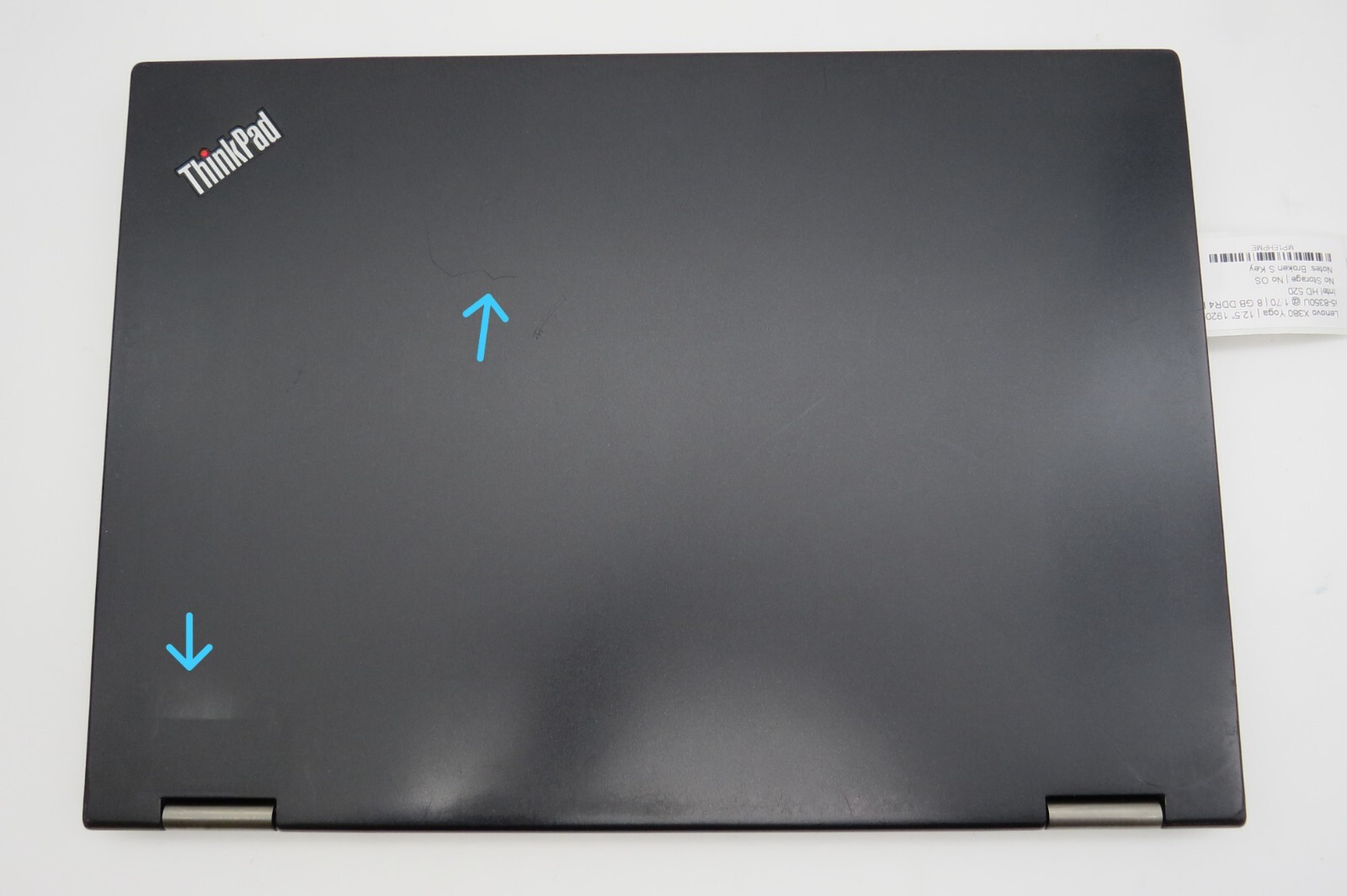 Lenovo X380 Yoga-12.5″-i5-8350U@1.70GHz-8GB DDR4 RAM-NO STRG-NO OS **READ**