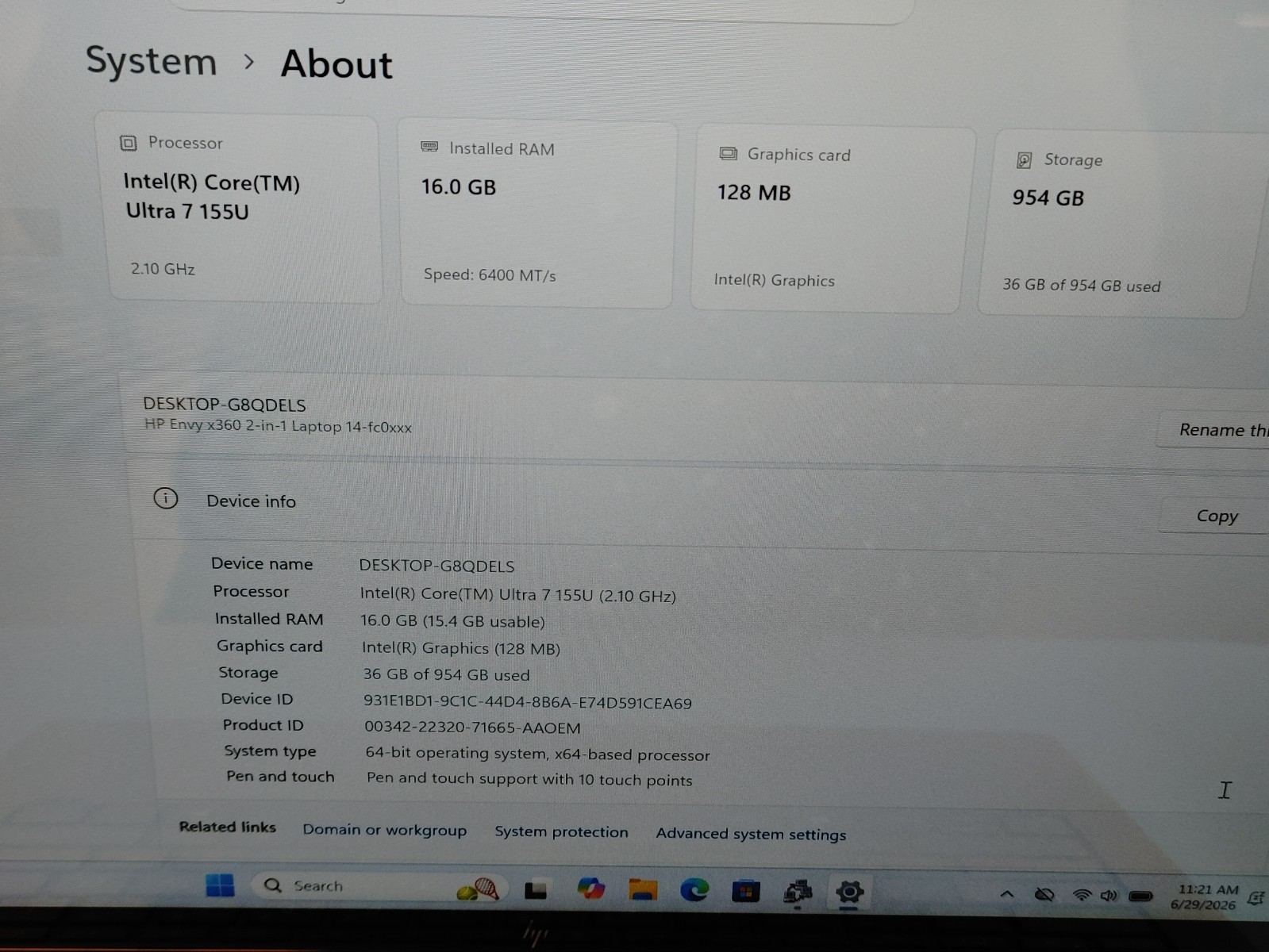 HP ENVY X36 2-in-1 14-fc0023dx/9T8G4UA Intel (R) Core ™ 7-155U 16GB 1TB SSD